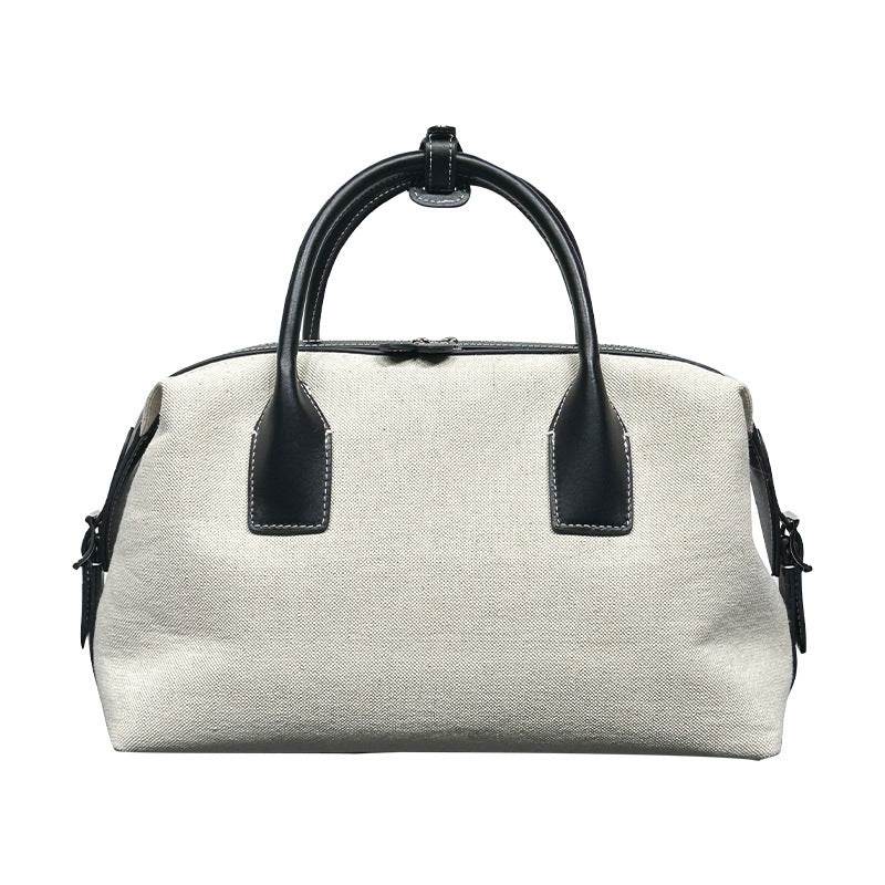 High-grade Light Luxury Linen Contrast Color Bowling Leather Casual Bag - Luxbrandz