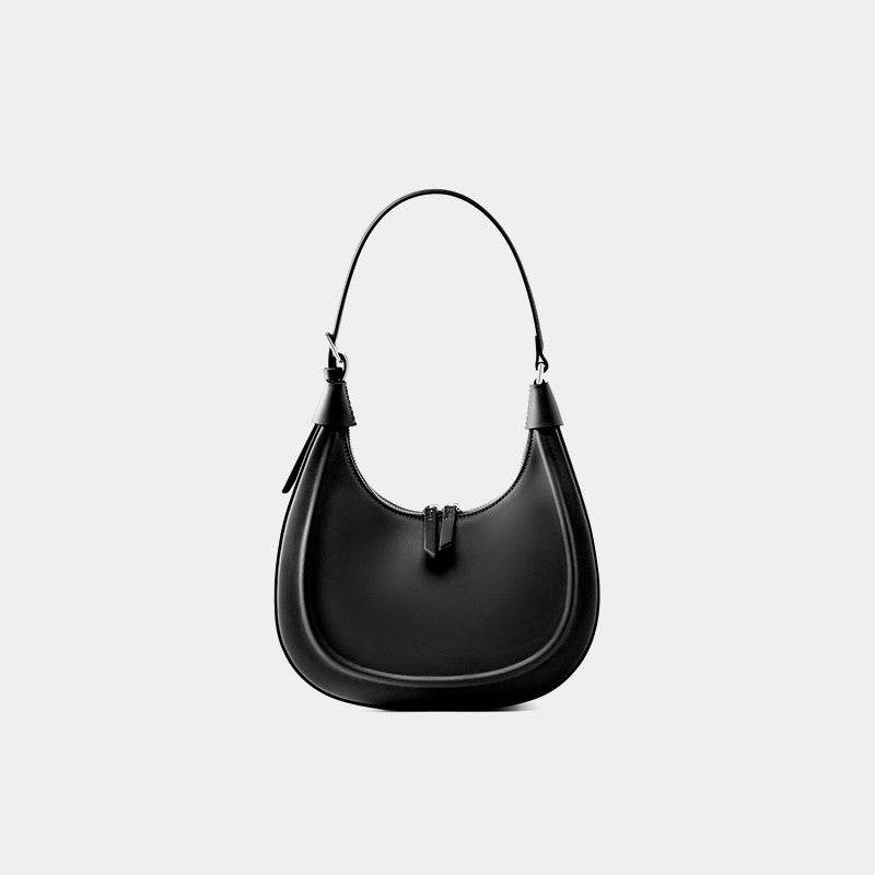 New Crescent Light Luxury Leather Crossbody Saddle Bag - Luxbrandz