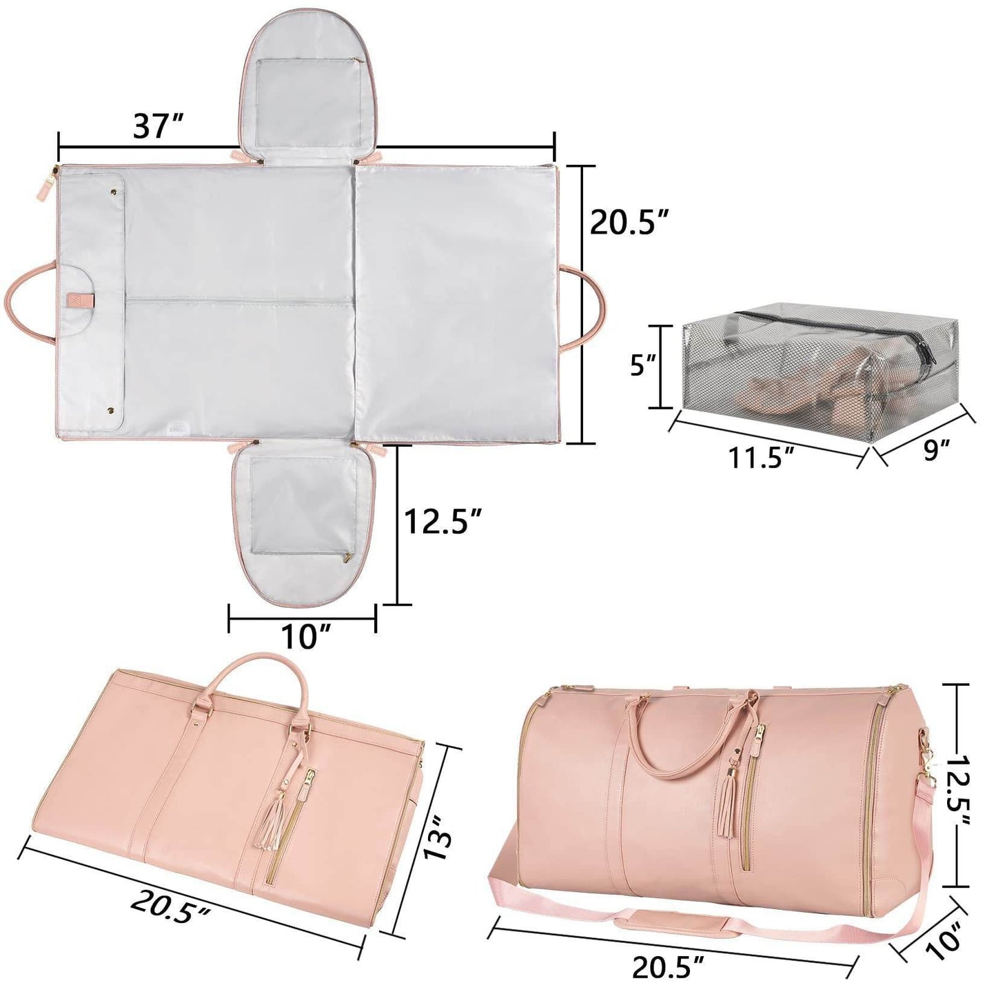Large Capacity Travel Duffle Bag Women's Handbag Folding Suit Bag Waterproof Clothes Totes - Luxbrandz