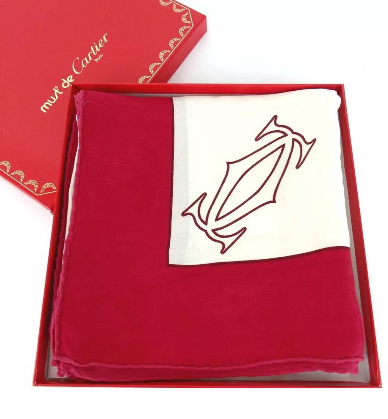 Authentic Cartier Must Line scarf silk - Luxbrandz