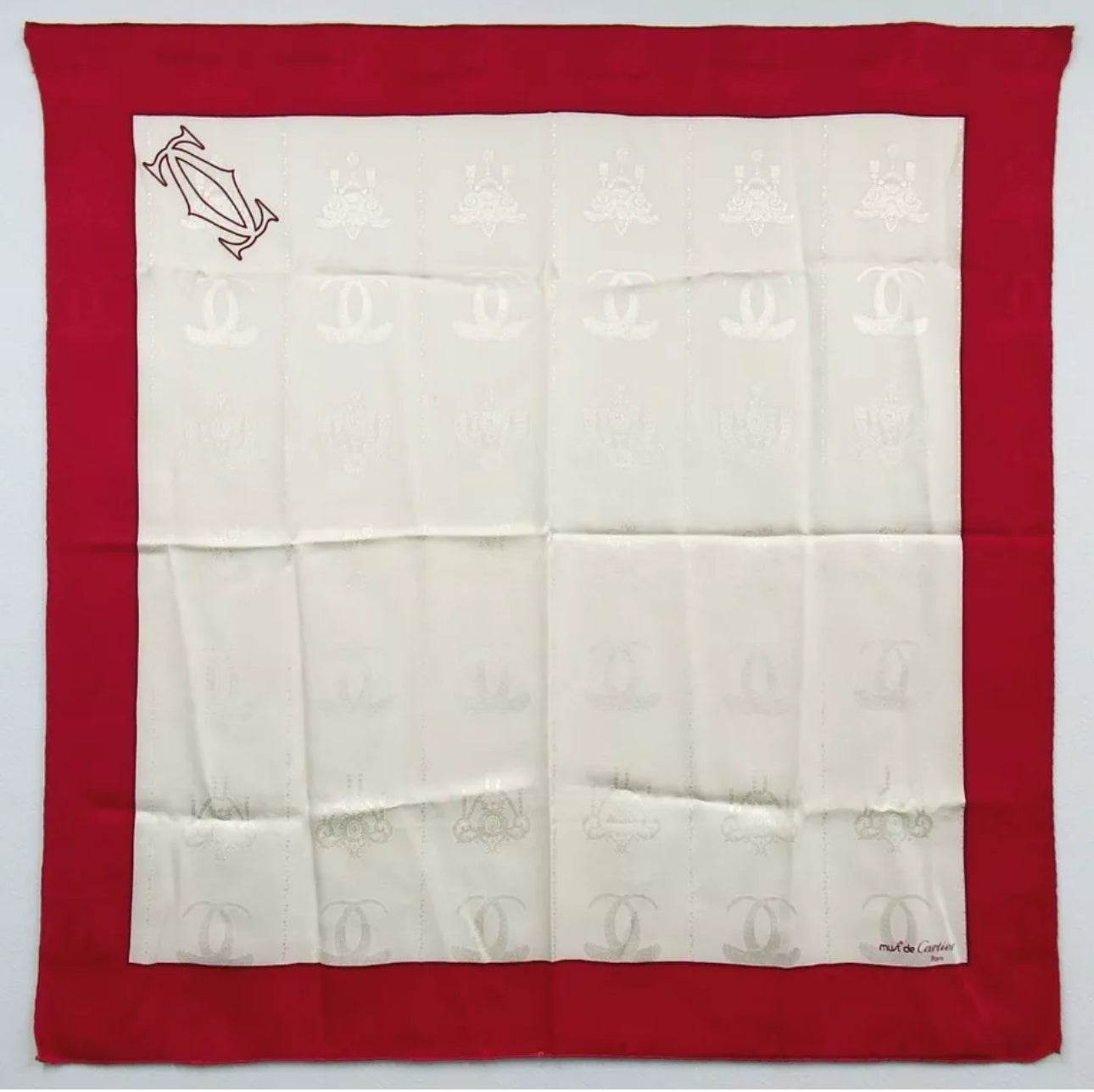 Authentic Cartier Must Line scarf silk - Luxbrandz