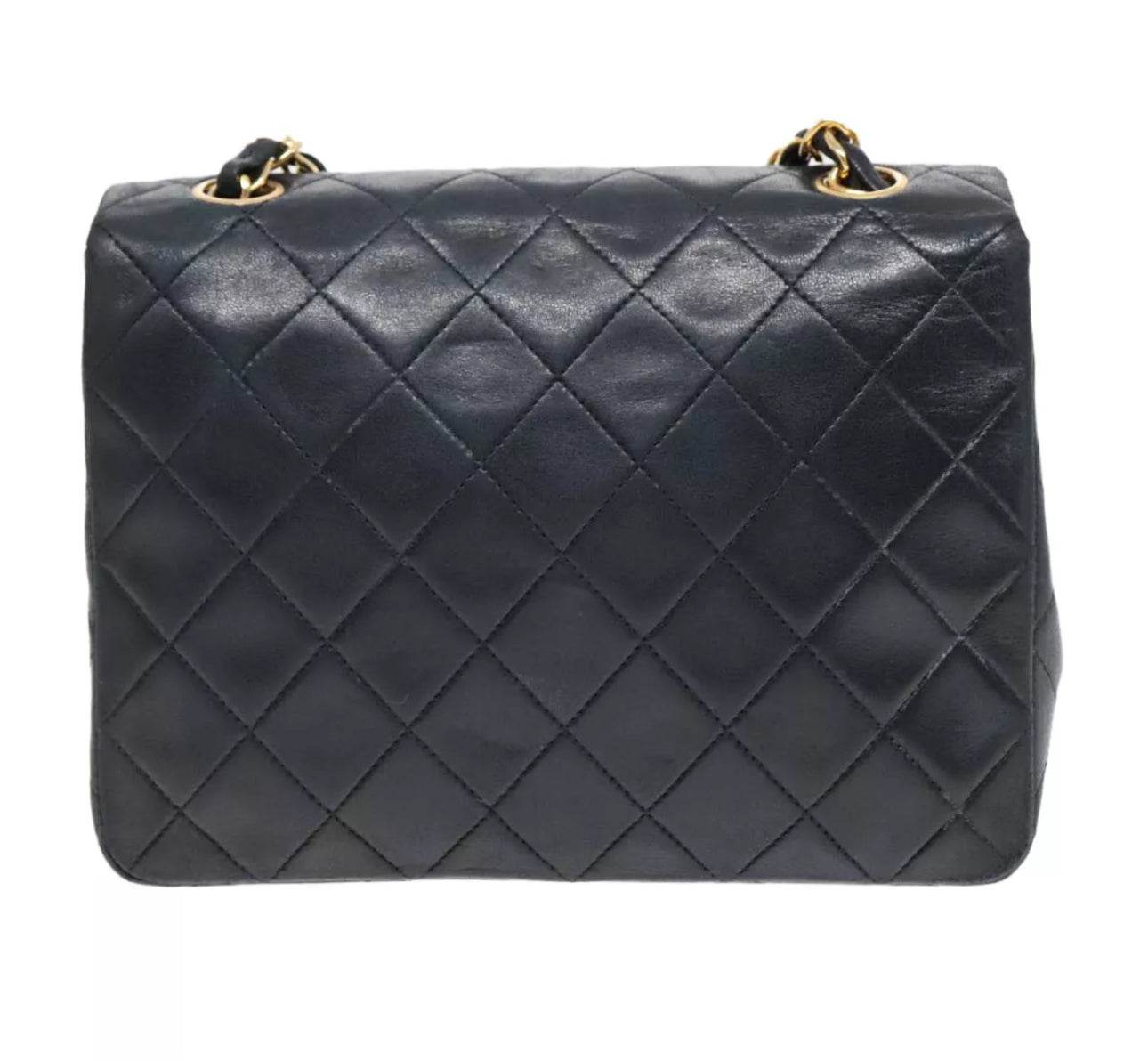 CHANEL Mini Matelasse Chain Shoulder Bag Lamb Skin Black Gold CC Auth YK15360 - Luxbrandz