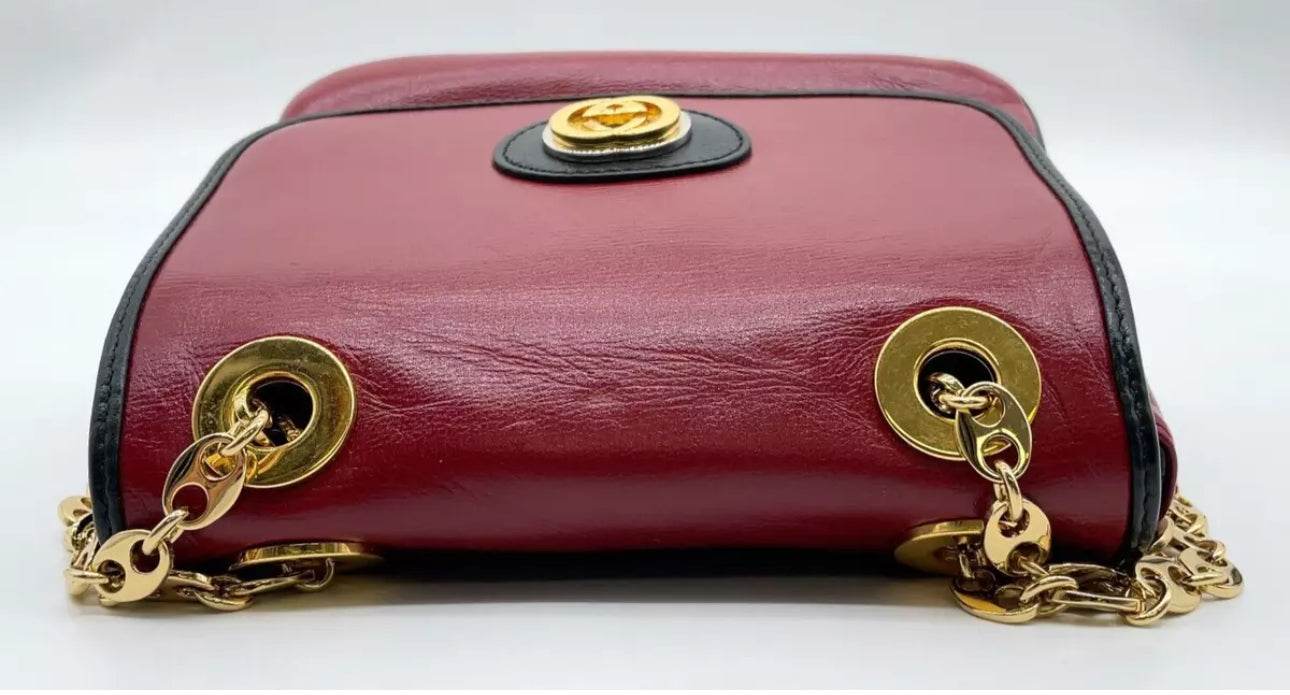 GUCCI GG Interlocking Leather Chain Red Crossbody Shoulder Bag - Luxbrandz