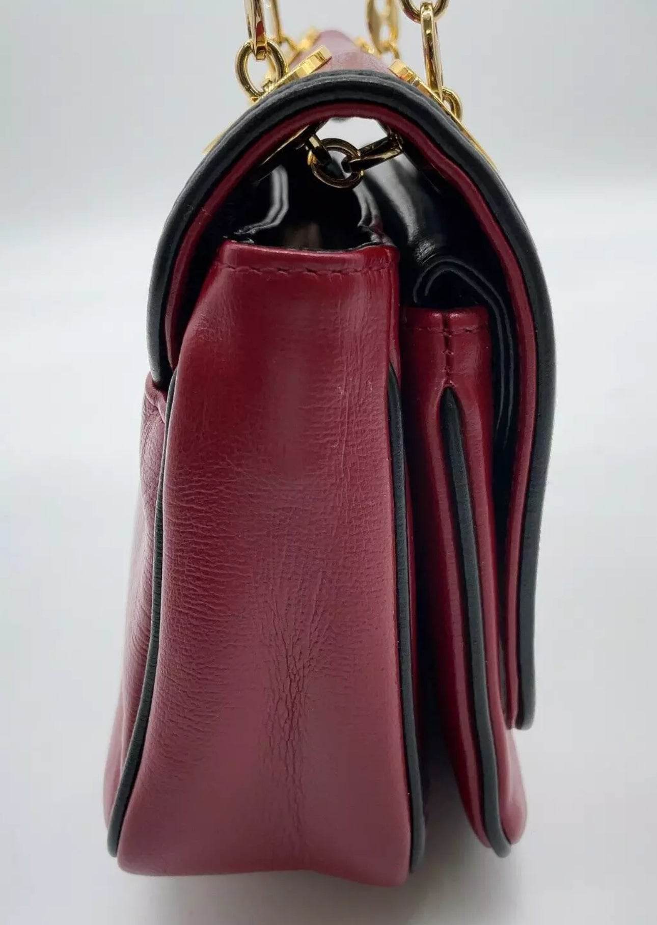 GUCCI GG Interlocking Leather Chain Red Crossbody Shoulder Bag - Luxbrandz