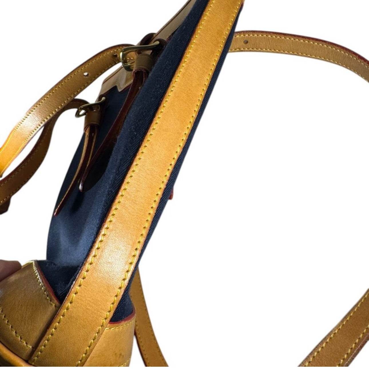 Vintage DOONEY & BOURKE navy canvas cabriolet leather tote bucket bag - Luxbrandz