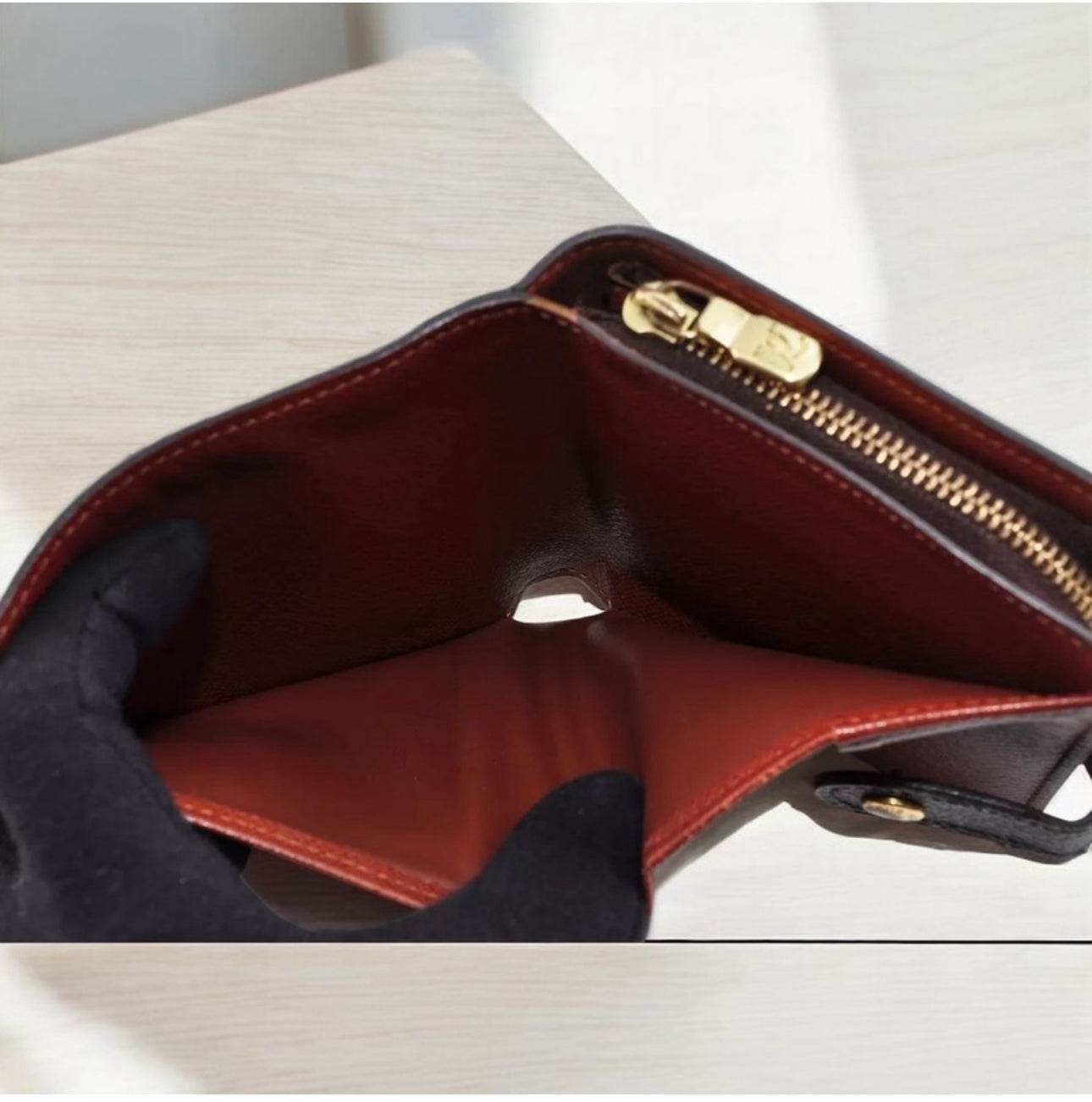Louis Vuitton LV Monogram Bi-Fold Wallet Leather PVC Brown Used Auth 8B12330 - Luxbrandz