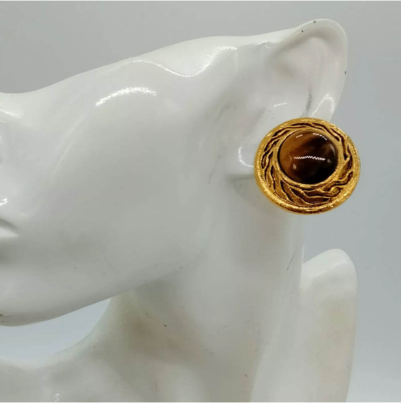 Chanel Earrings Gold Browns in mint condition - Luxbrandz