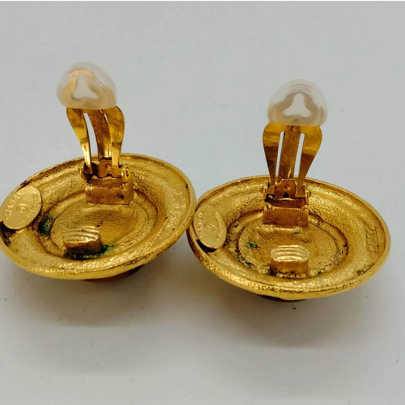 Chanel Earrings Gold Browns in mint condition - Luxbrandz