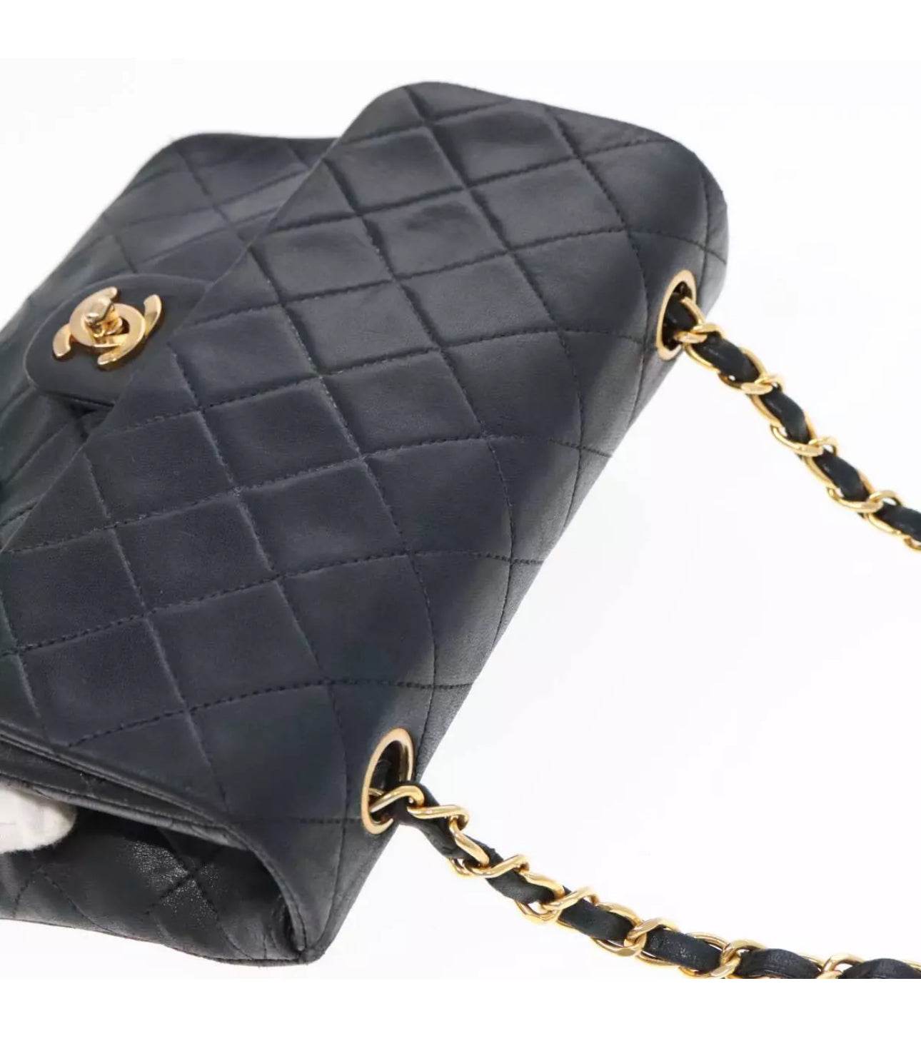 CHANEL Mini Matelasse Chain Shoulder Bag Lamb Skin Black Gold CC Auth YK15360 - Luxbrandz