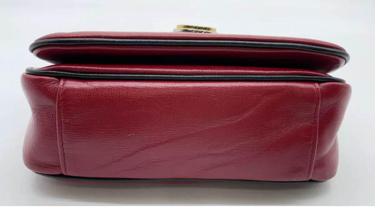 GUCCI GG Interlocking Leather Chain Red Crossbody Shoulder Bag - Luxbrandz