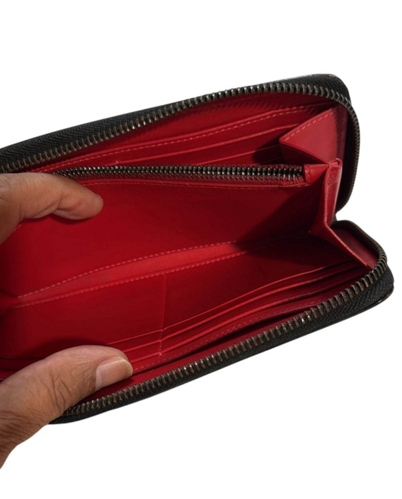 Christian Louboutin Zip Around Long wallet Genuine Leather Black Studded - Luxbrandz