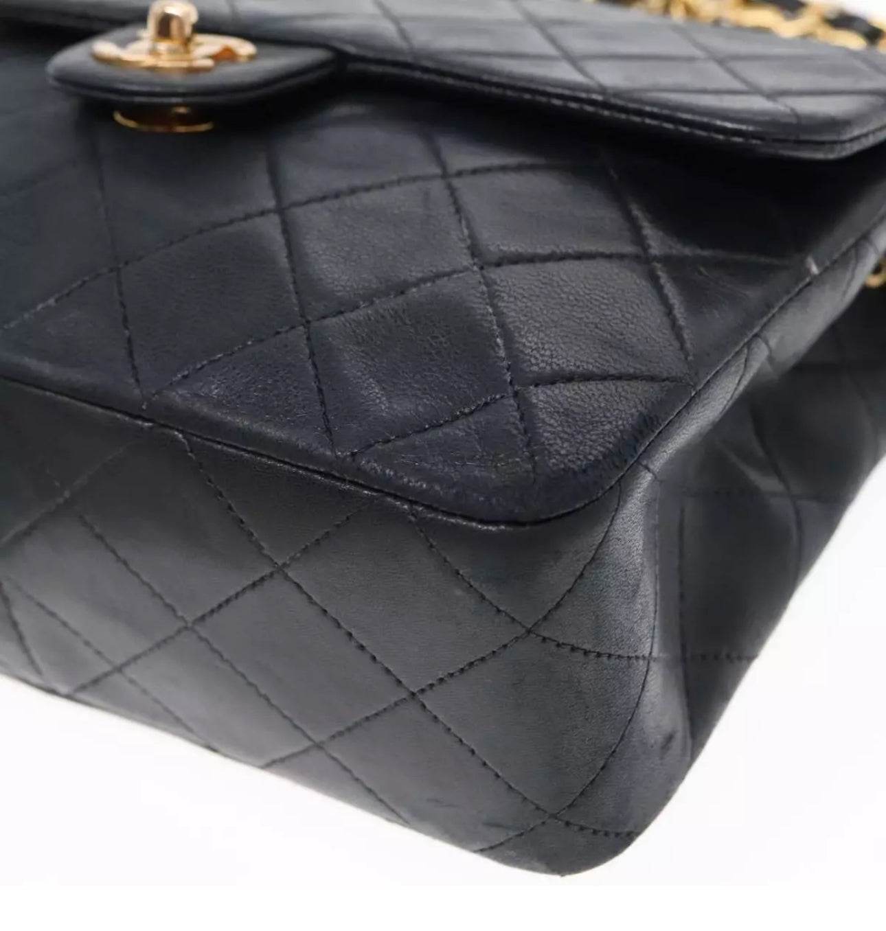 CHANEL Mini Matelasse Chain Shoulder Bag Lamb Skin Black Gold CC Auth YK15360 - Luxbrandz