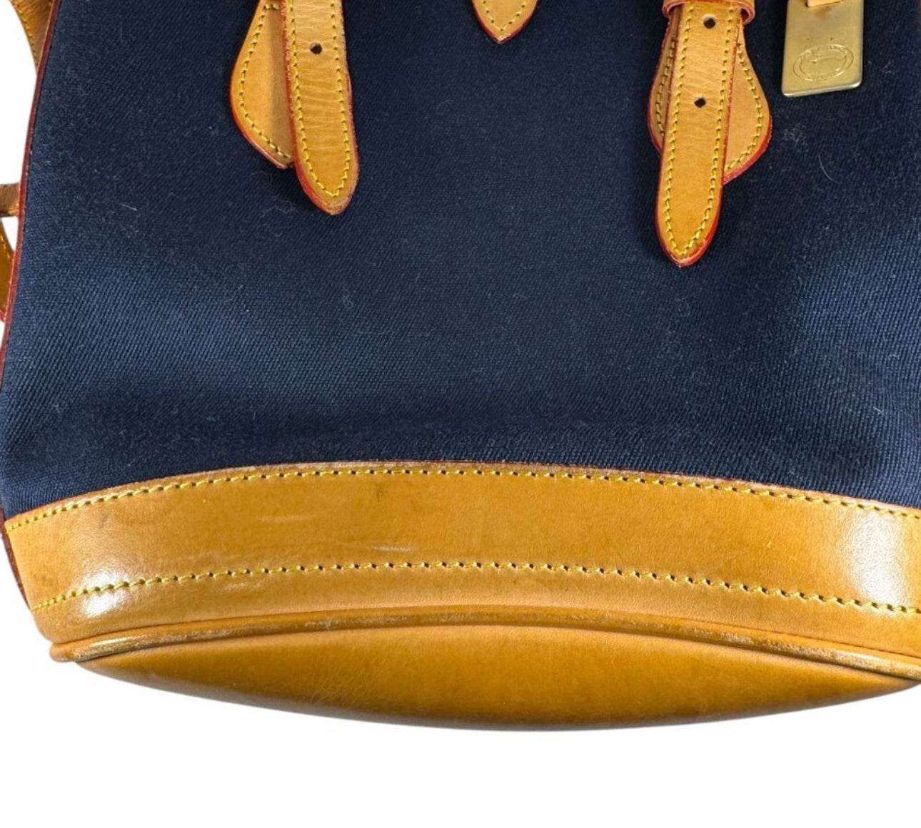 Vintage DOONEY & BOURKE navy canvas cabriolet leather tote bucket bag - Luxbrandz