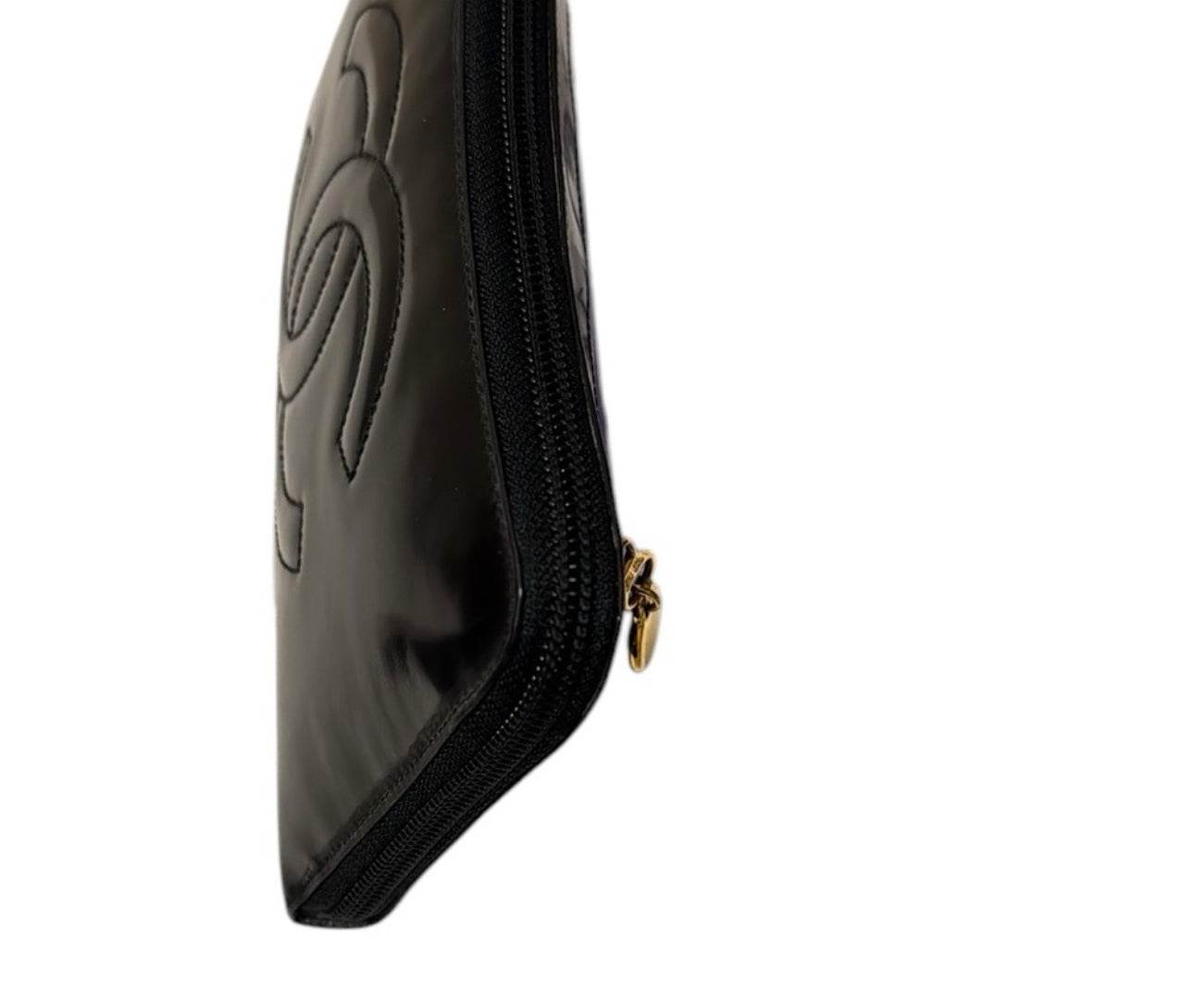 CHANEL Calf Skin Long Wallet Purse Black CC Logo With Chanel box, Dustbag &Gift Bag - Luxbrandz