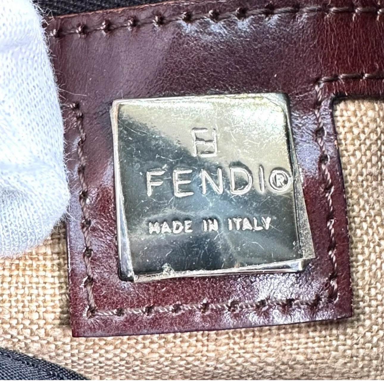 Fendi Leather Nylon Shoulder Bag Tote Bag Auth Black Medium Women Italy - Luxbrandz