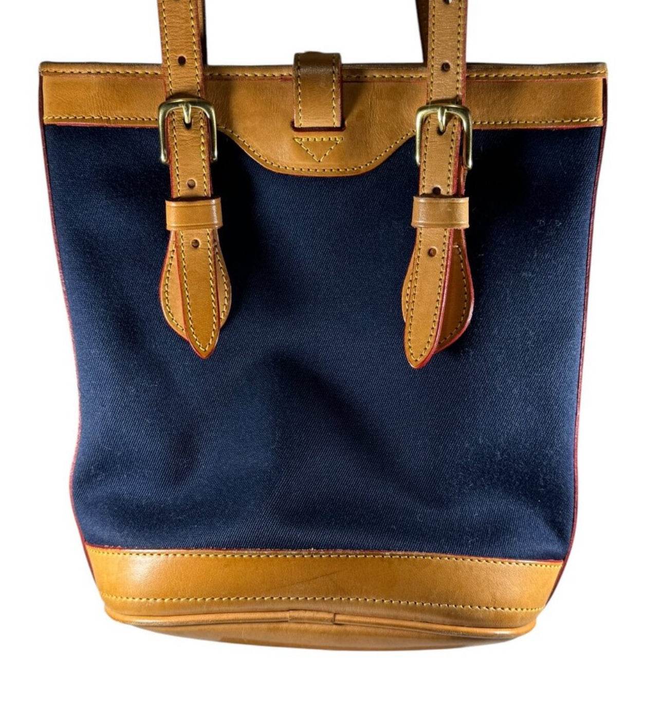 Vintage DOONEY & BOURKE navy canvas cabriolet leather tote bucket bag - Luxbrandz