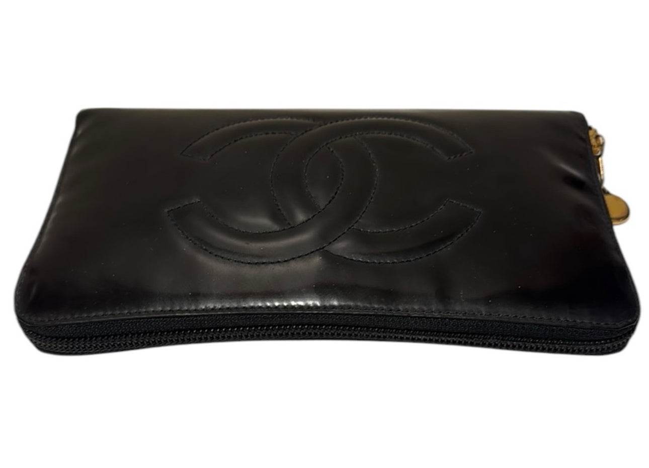 CHANEL Calf Skin Long Wallet Purse Black CC Logo With Chanel box, Dustbag &Gift Bag - Luxbrandz