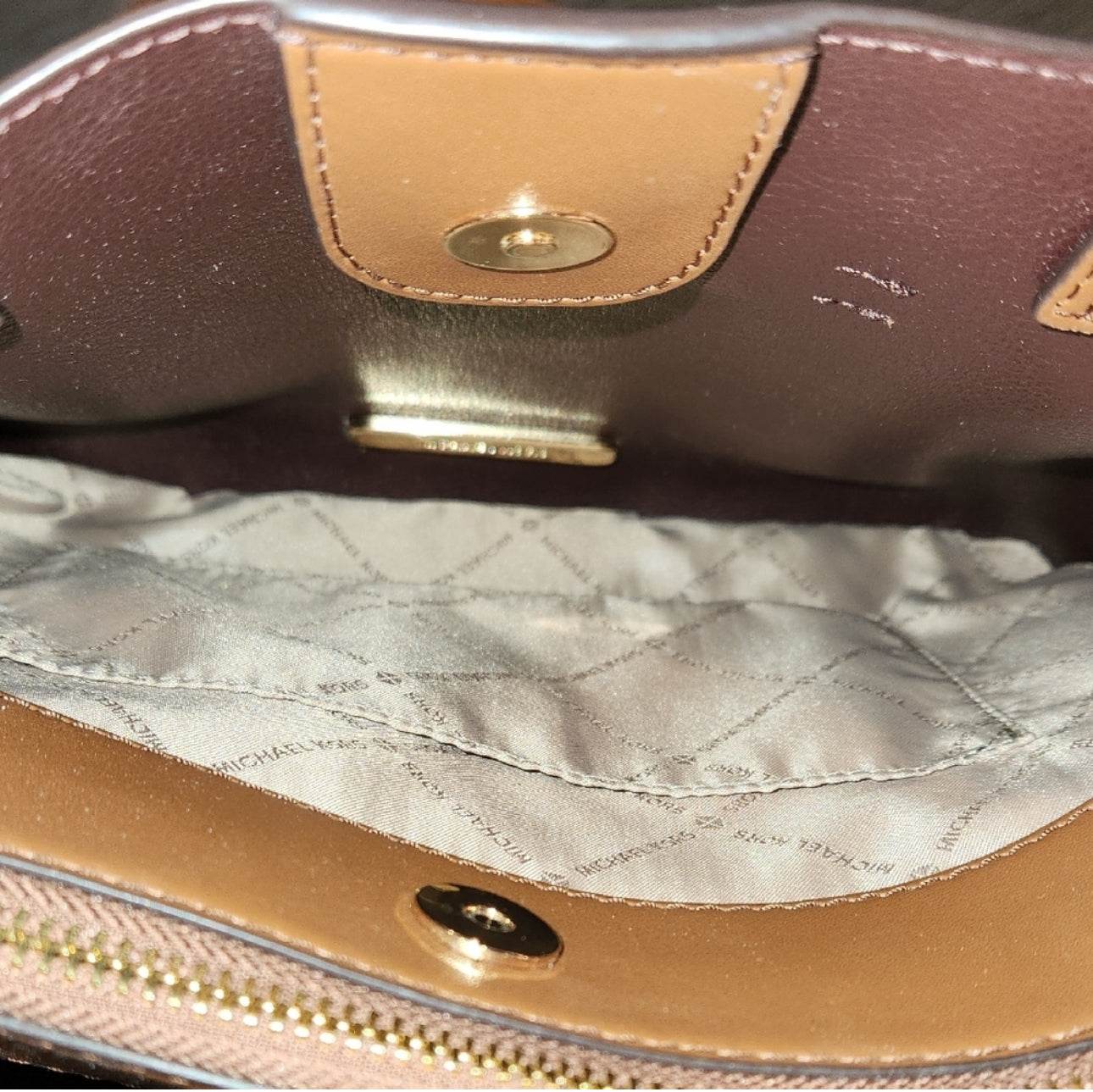 Michael Kors Hamilton Small Satchel Shoulder Crossbody Bag Honey Comb Color - Luxbrandz
