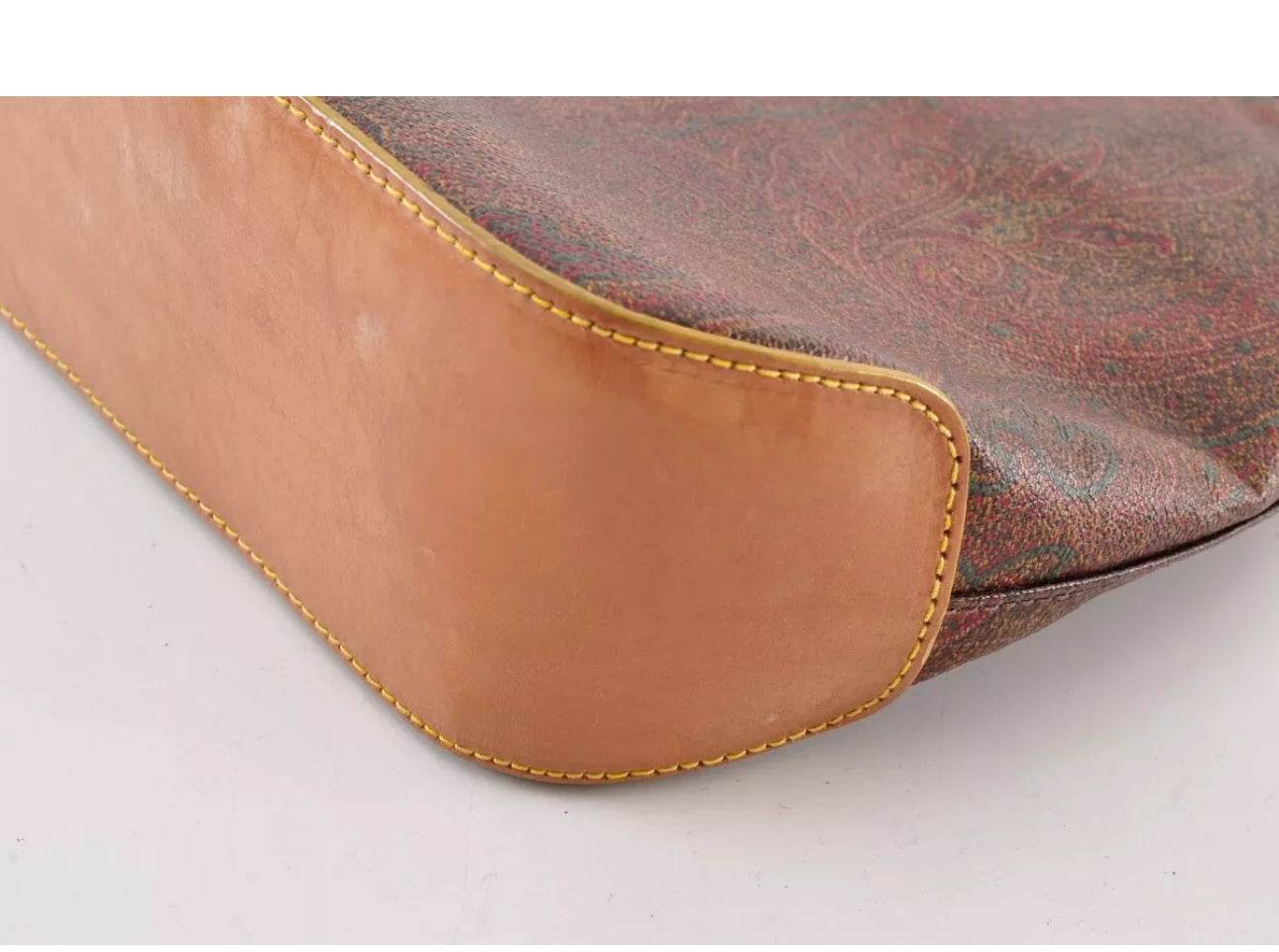 ETRO Paisley Hand Bag Shoulder Bag 2way PVC Leather Wine Red Brown - Luxbrandz