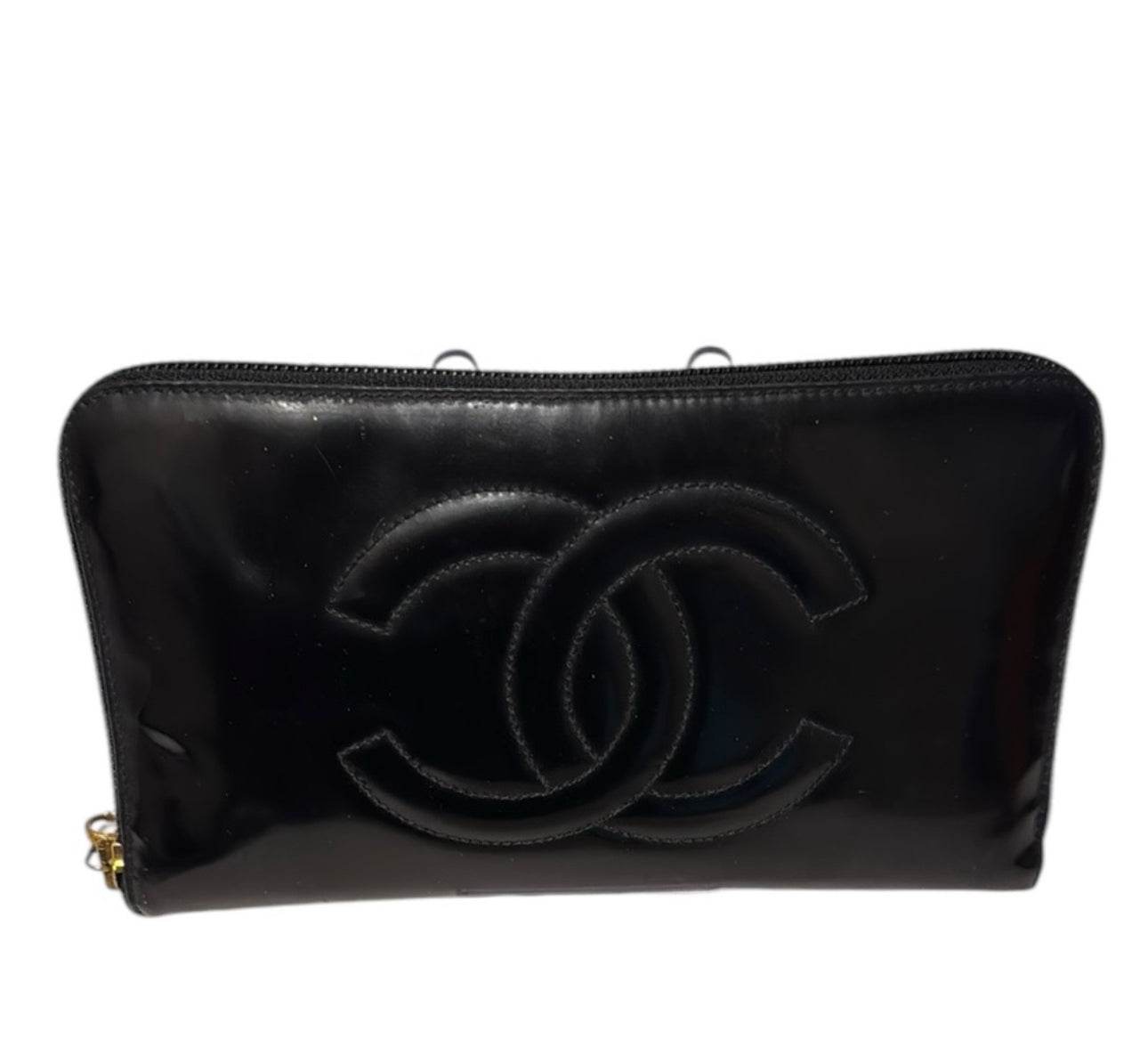 CHANEL Calf Skin Long Wallet Purse Black CC Logo With Chanel box, Dustbag &Gift Bag - Luxbrandz