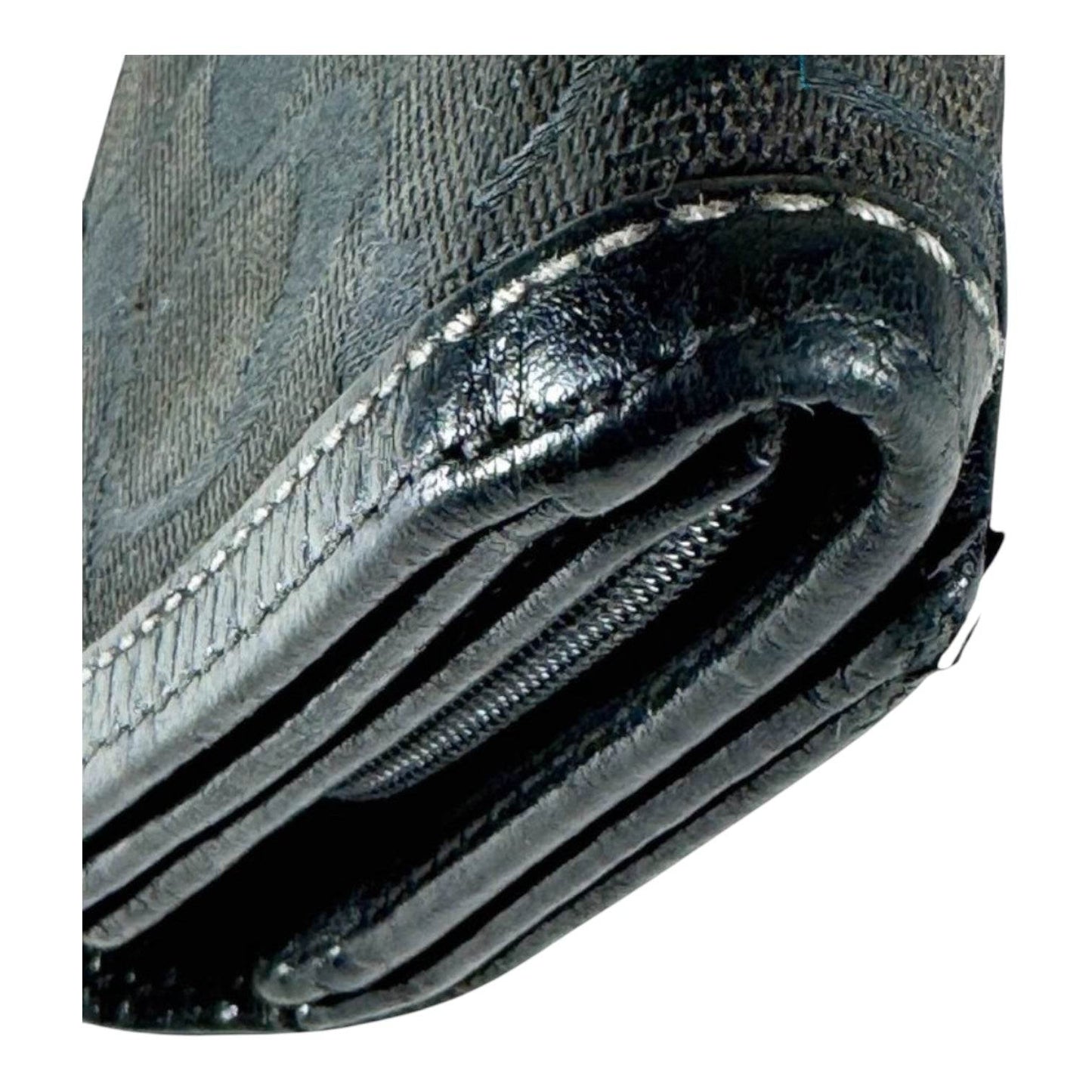 Coach Women's Signature Stripe Wallet Small Tri-Fold W/Change Compartment Black - Luxbrandz