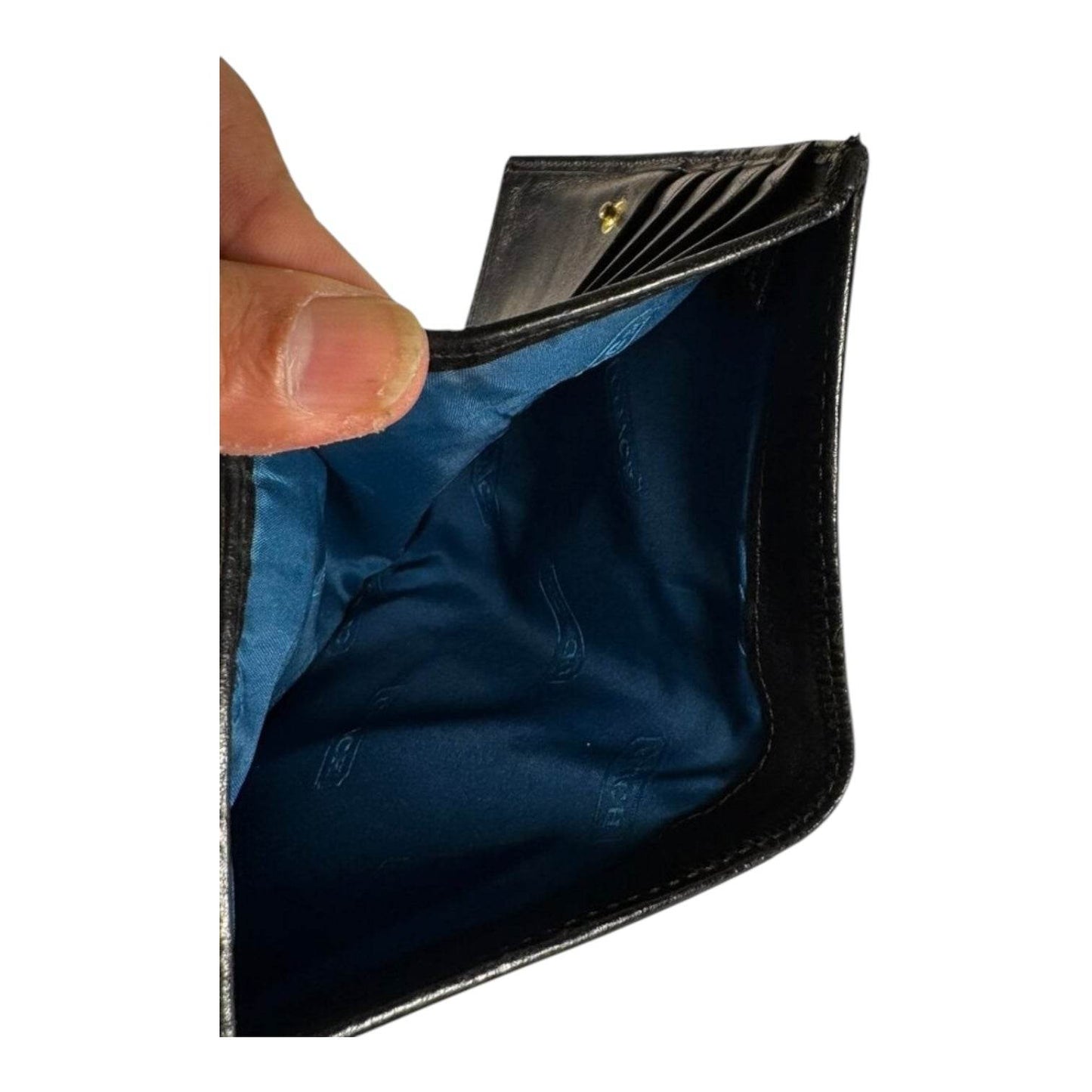 Coach Women's Signature Stripe Wallet Small Tri-Fold W/Change Compartment Black - Luxbrandz