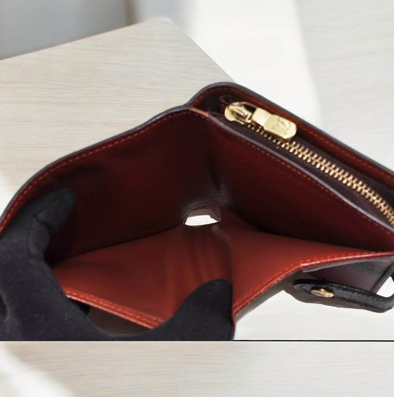 Louis Vuitton LV Monogram Bi-Fold Wallet Leather PVC Brown Used Auth - Luxbrandz