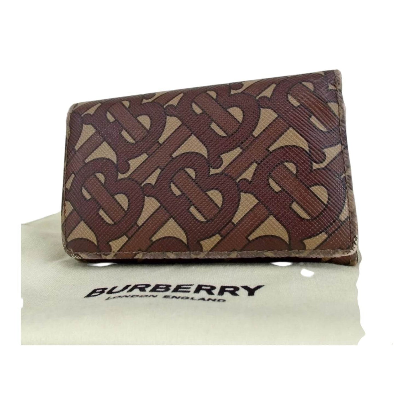 Burberry TB Monogram Tri- Fold Wallet PVC/Leather EUC Mint Condition - Luxbrandz