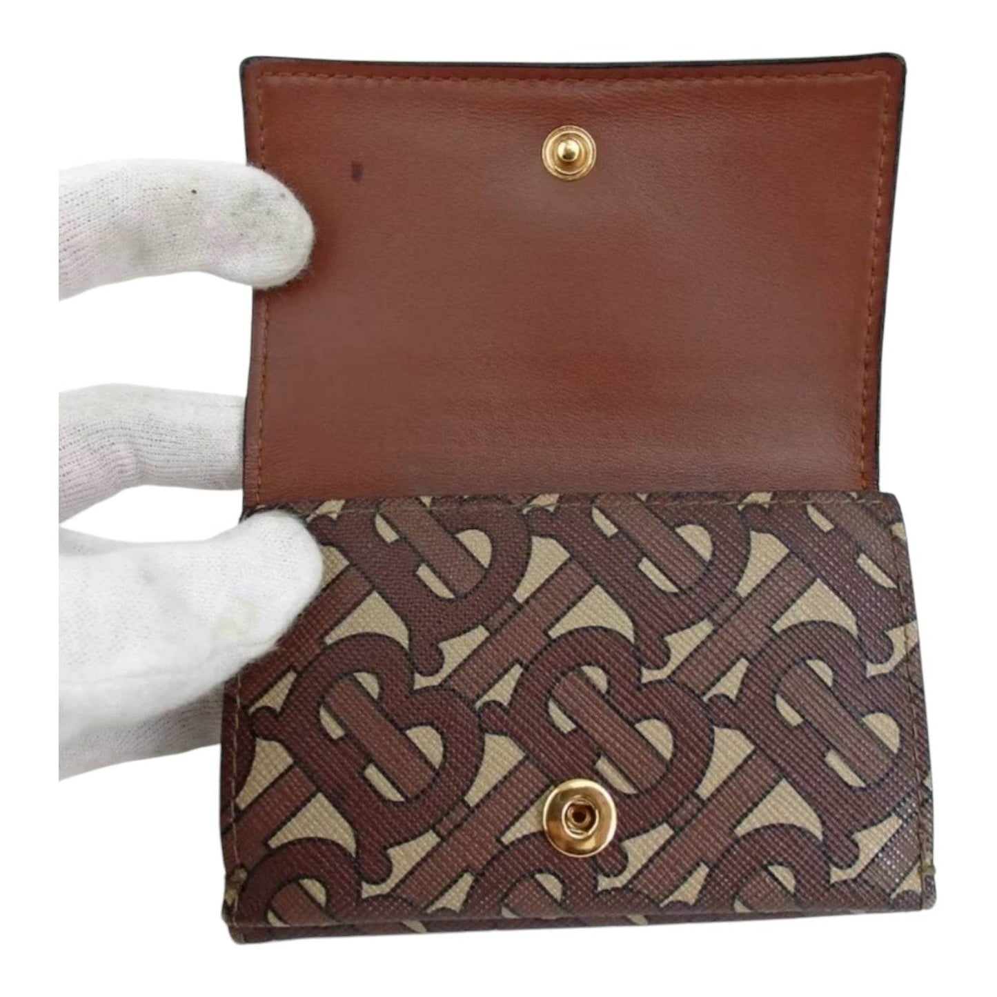 Burberry TB Monogram Tri- Fold Wallet PVC/Leather EUC Mint Condition - Luxbrandz