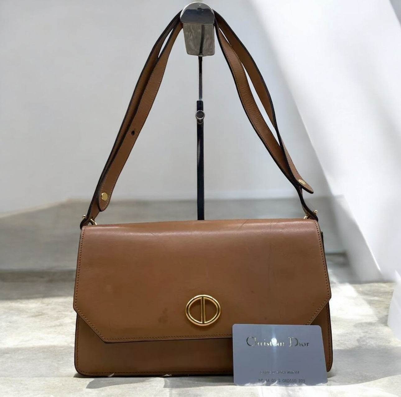 Dior Leather Shoulder Bag Auth Brown Medium Women France 112954 - Luxbrandz