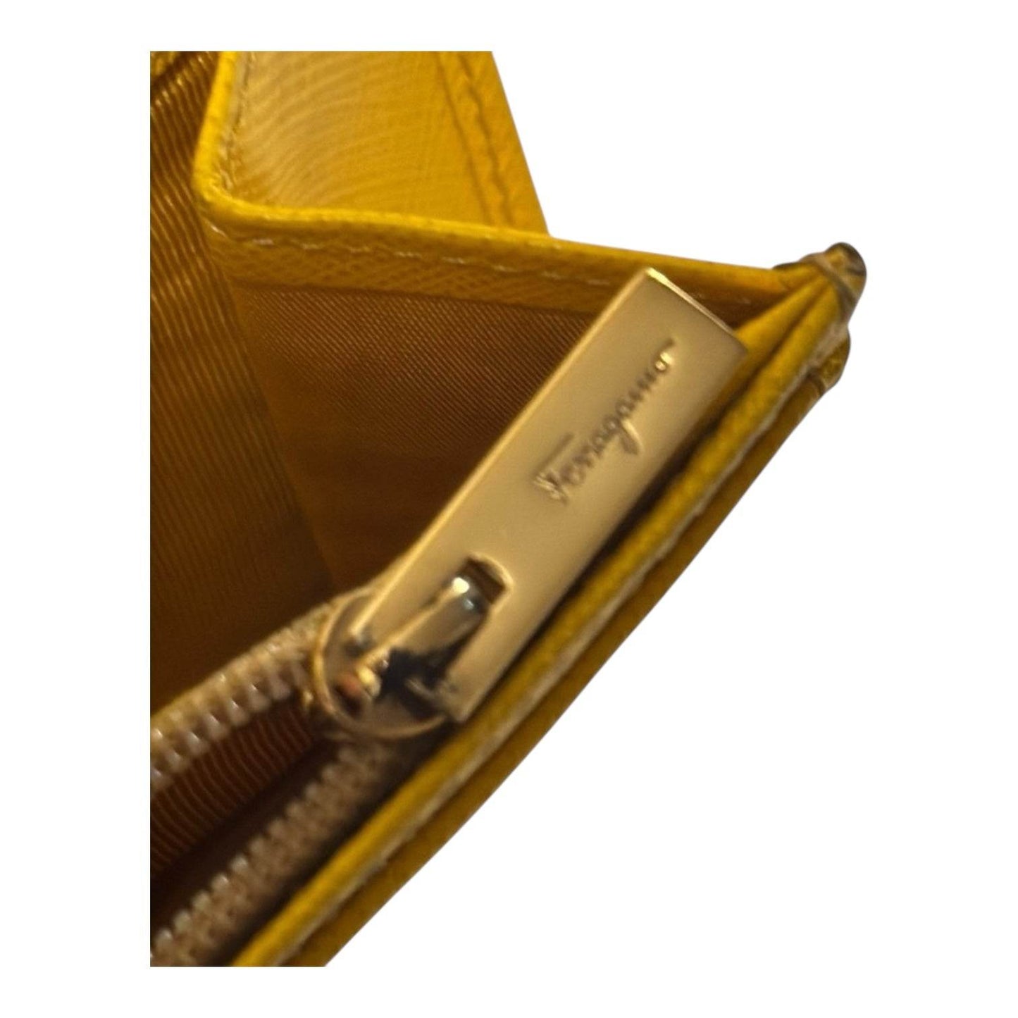 Salvatore Ferragamo Gancini Icona Continental Walley Genuine Leather Yellow - Luxbrandz