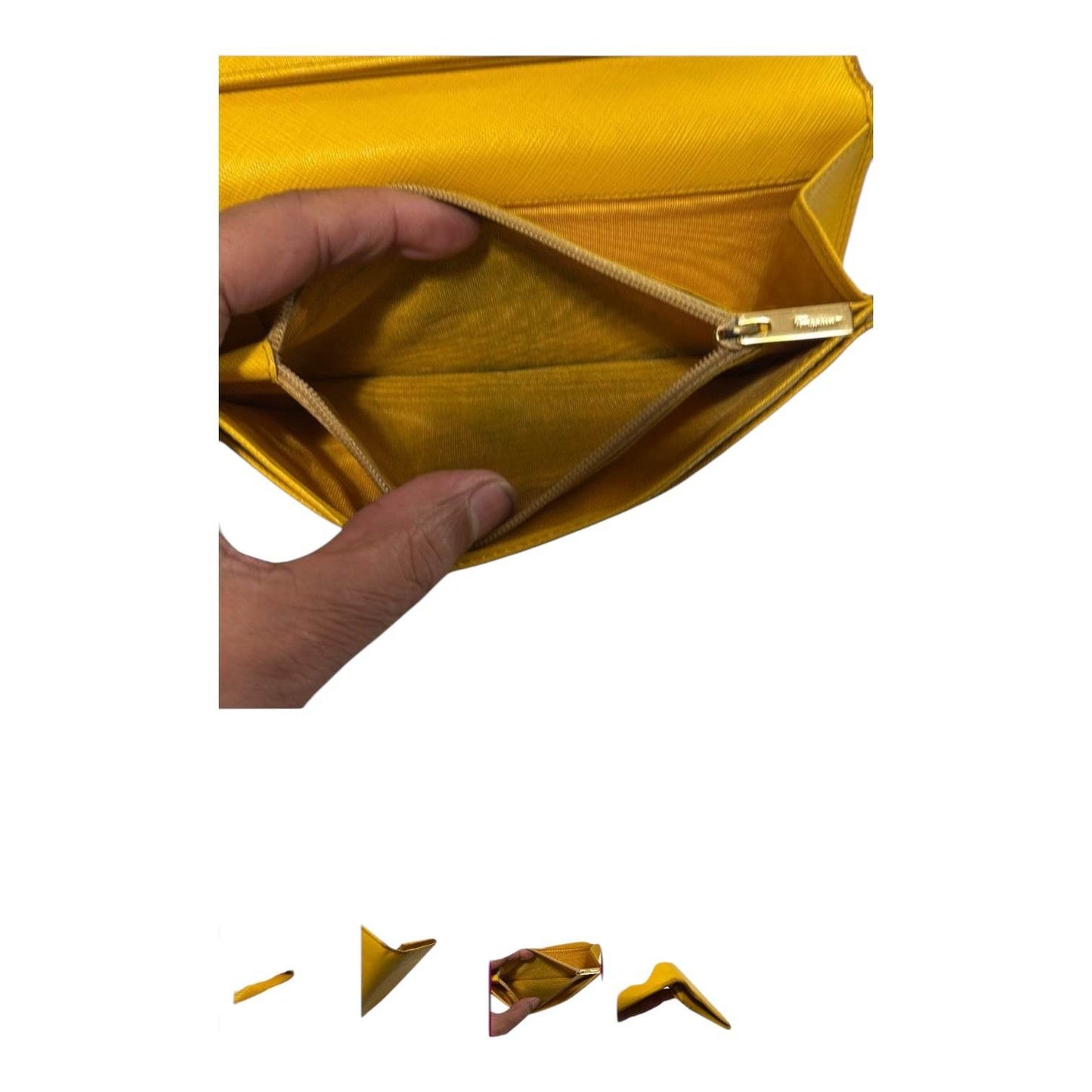 Salvatore Ferragamo Gancini Icona Continental Walley Genuine Leather Yellow - Luxbrandz