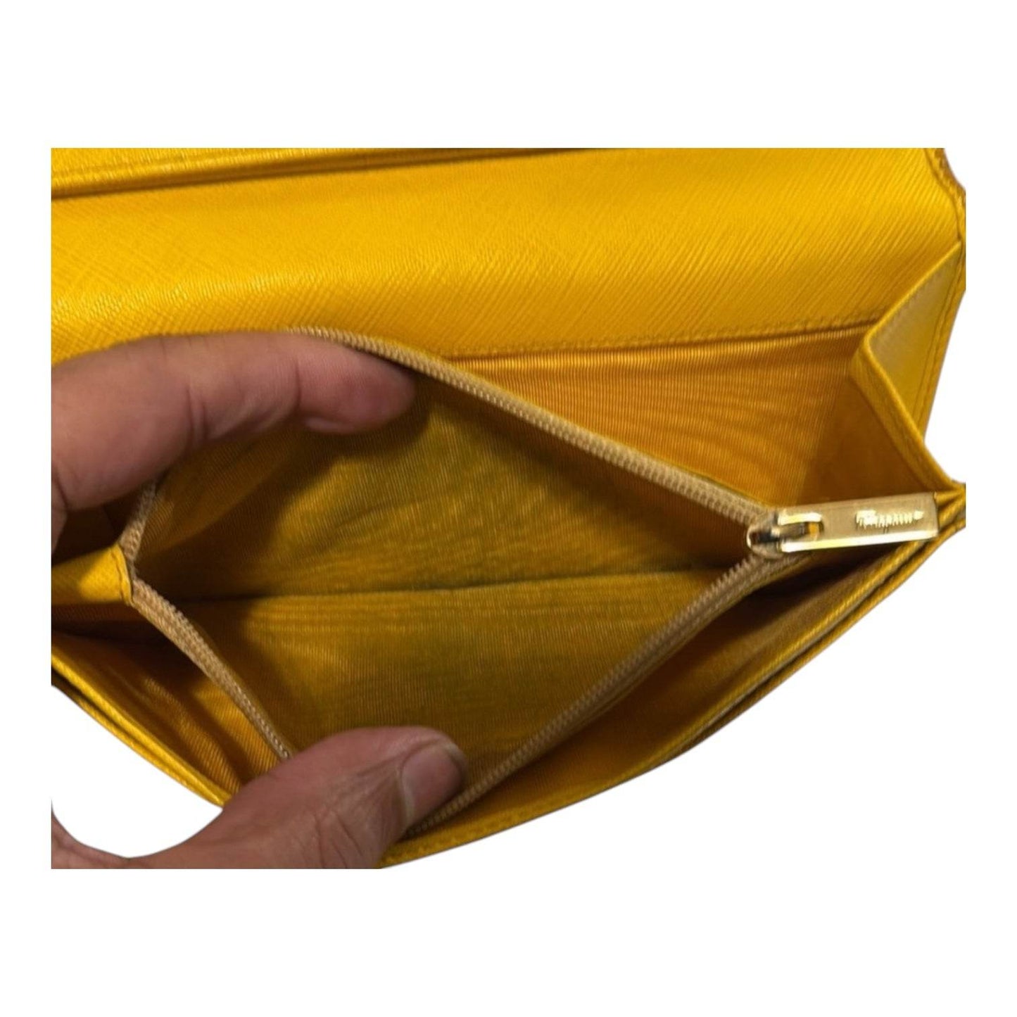 Salvatore Ferragamo Gancini Icona Continental Walley Genuine Leather Yellow - Luxbrandz