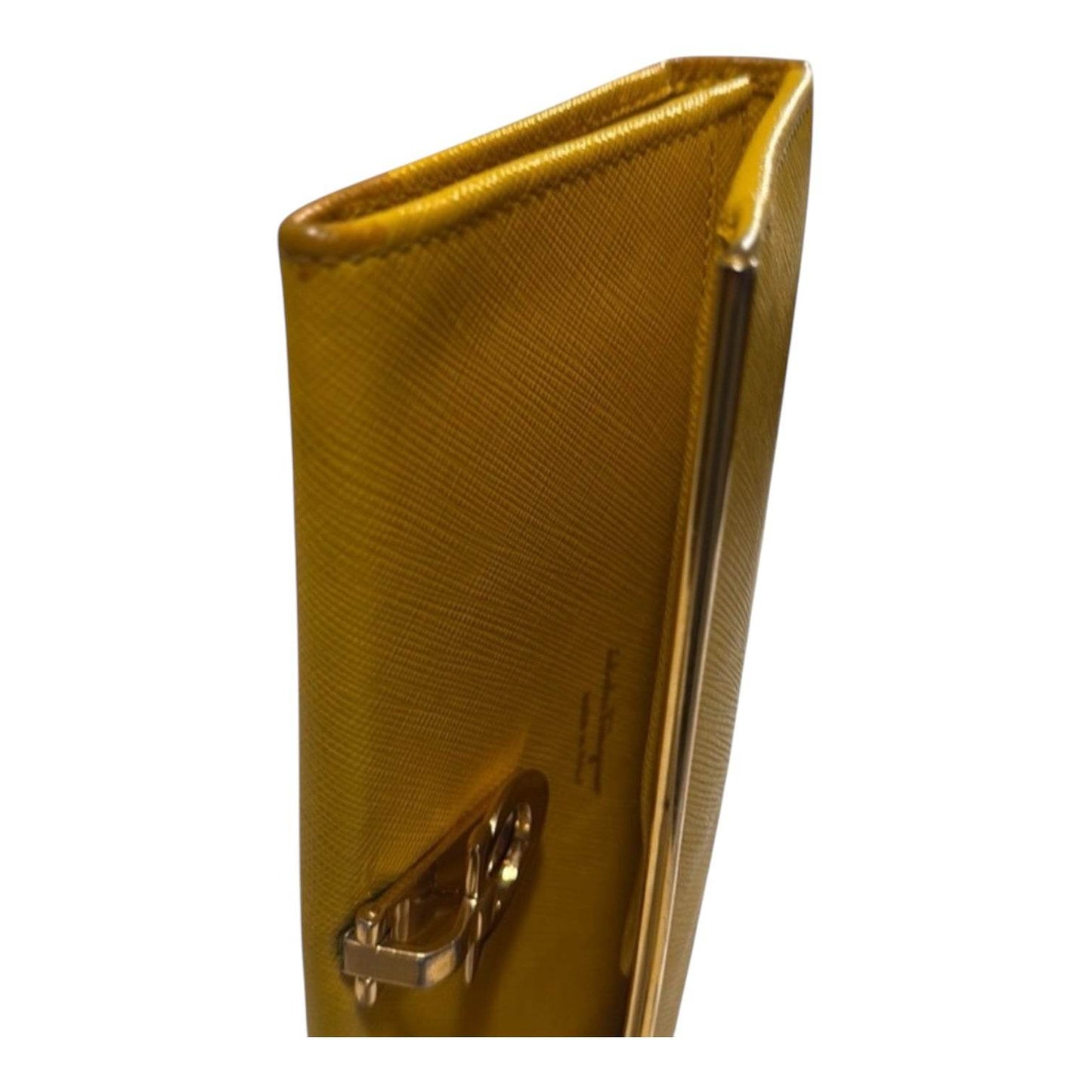 Salvatore Ferragamo Gancini Icona Continental Walley Genuine Leather Yellow - Luxbrandz
