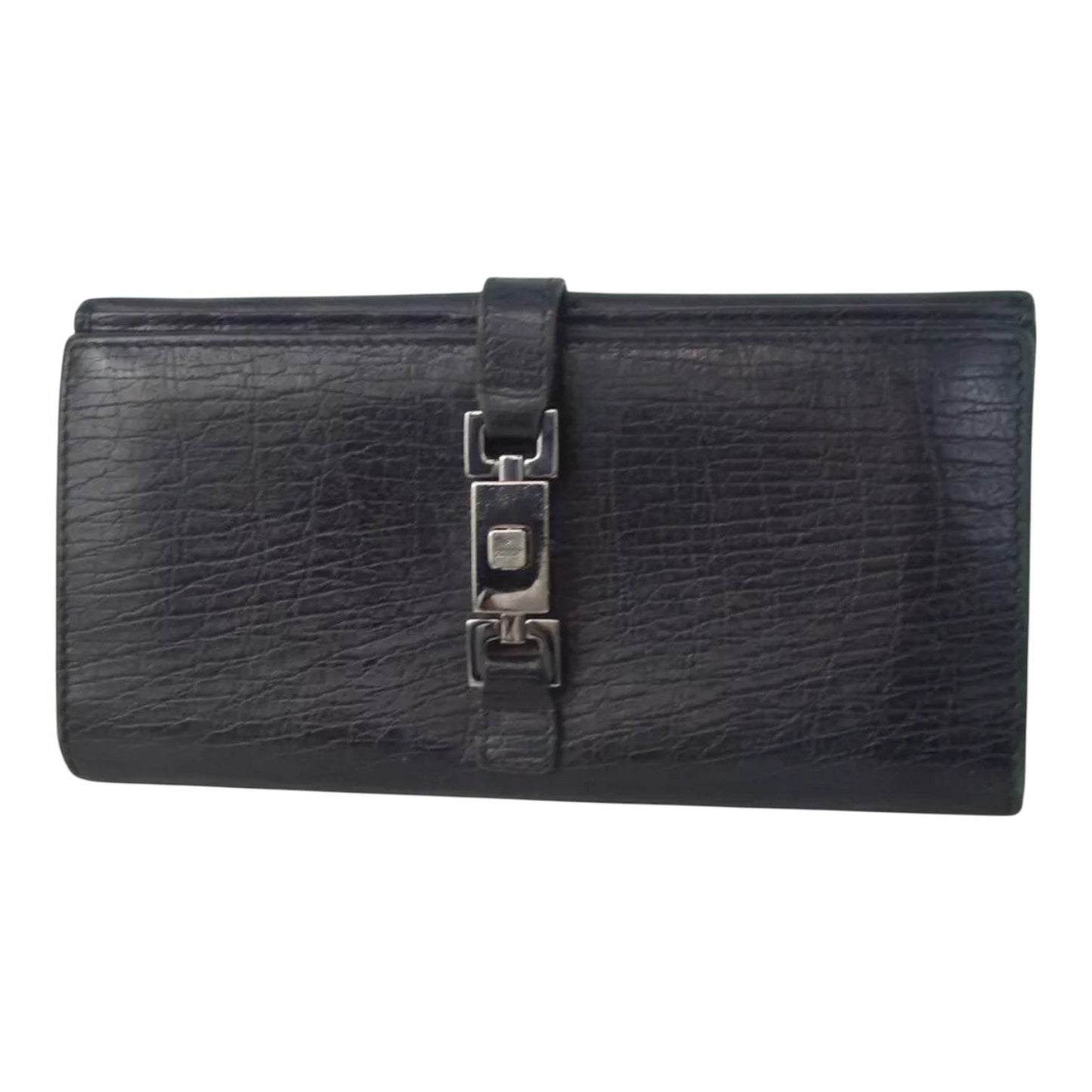 GUCCI Jackie Piston Clasp Closure Italian Leather Wallet is new condition - Luxbrandz