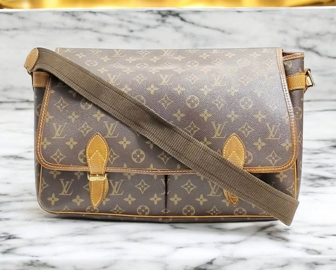 Louis Vuitton LV Shoulder Bag Gibeciere GM Brown Monogram - Luxbrandz