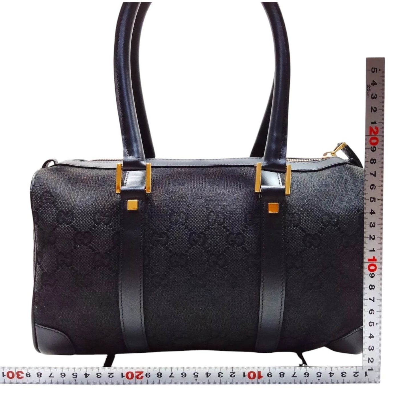 Gucci Black GG Canvas Boston Bag in new condition rare find - Luxbrandz