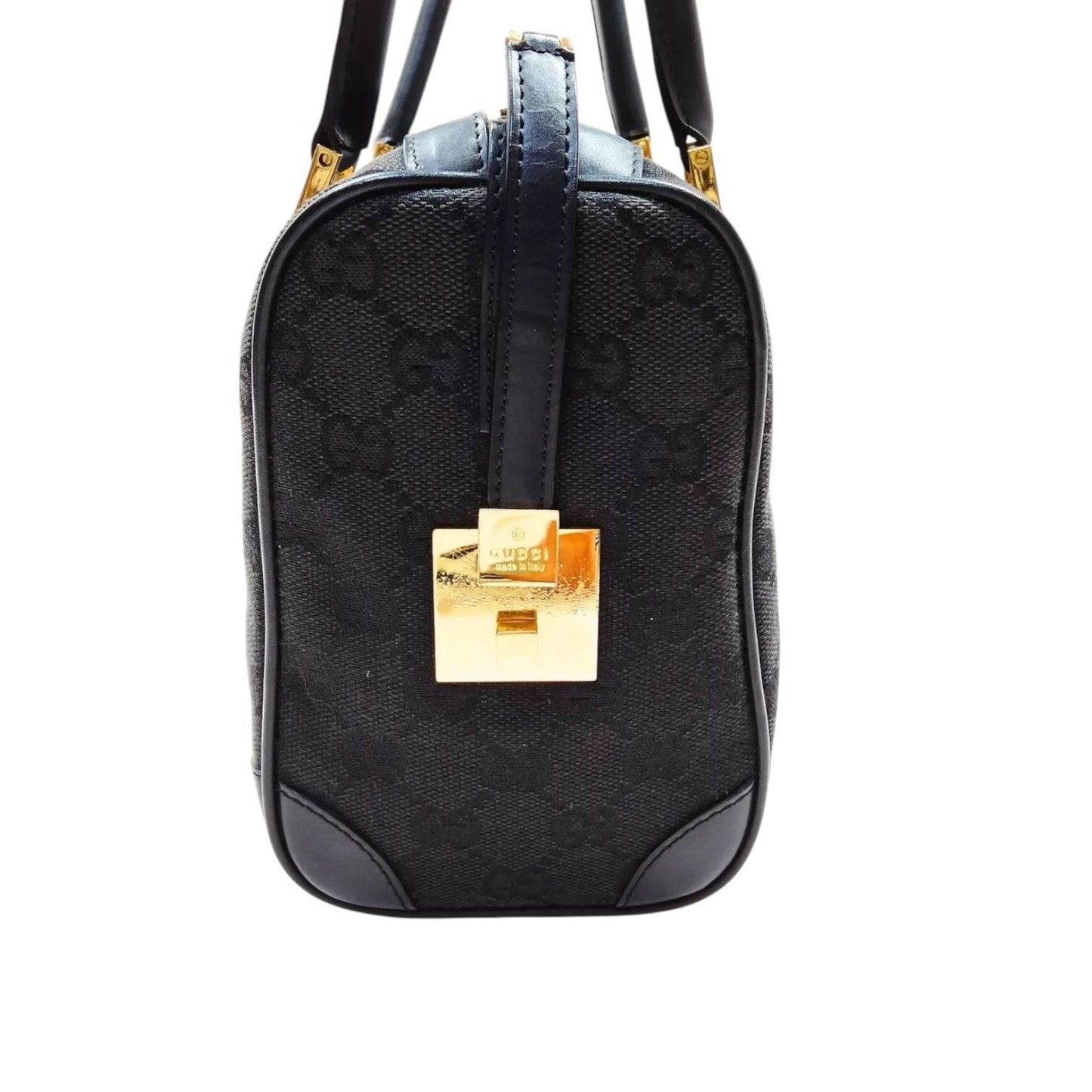 Gucci Black GG Canvas Boston Bag in new condition rare find - Luxbrandz