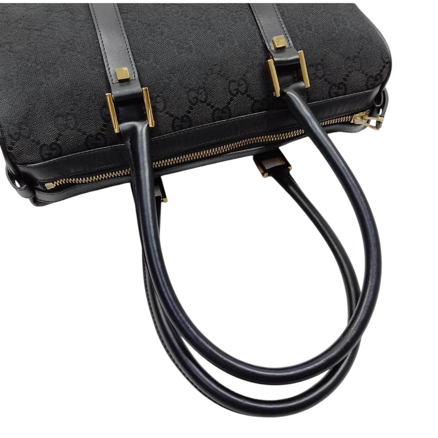 Gucci Black GG Canvas Boston Bag in new condition rare find - Luxbrandz