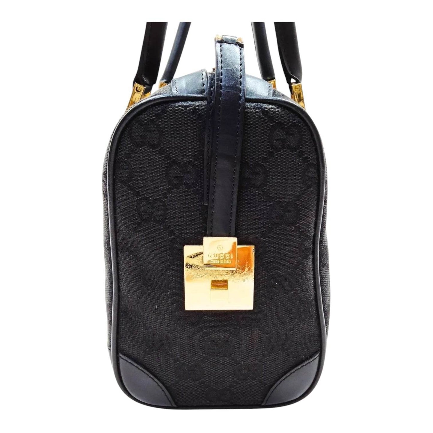 Gucci Black GG Canvas Boston Bag in new condition rare find - Luxbrandz