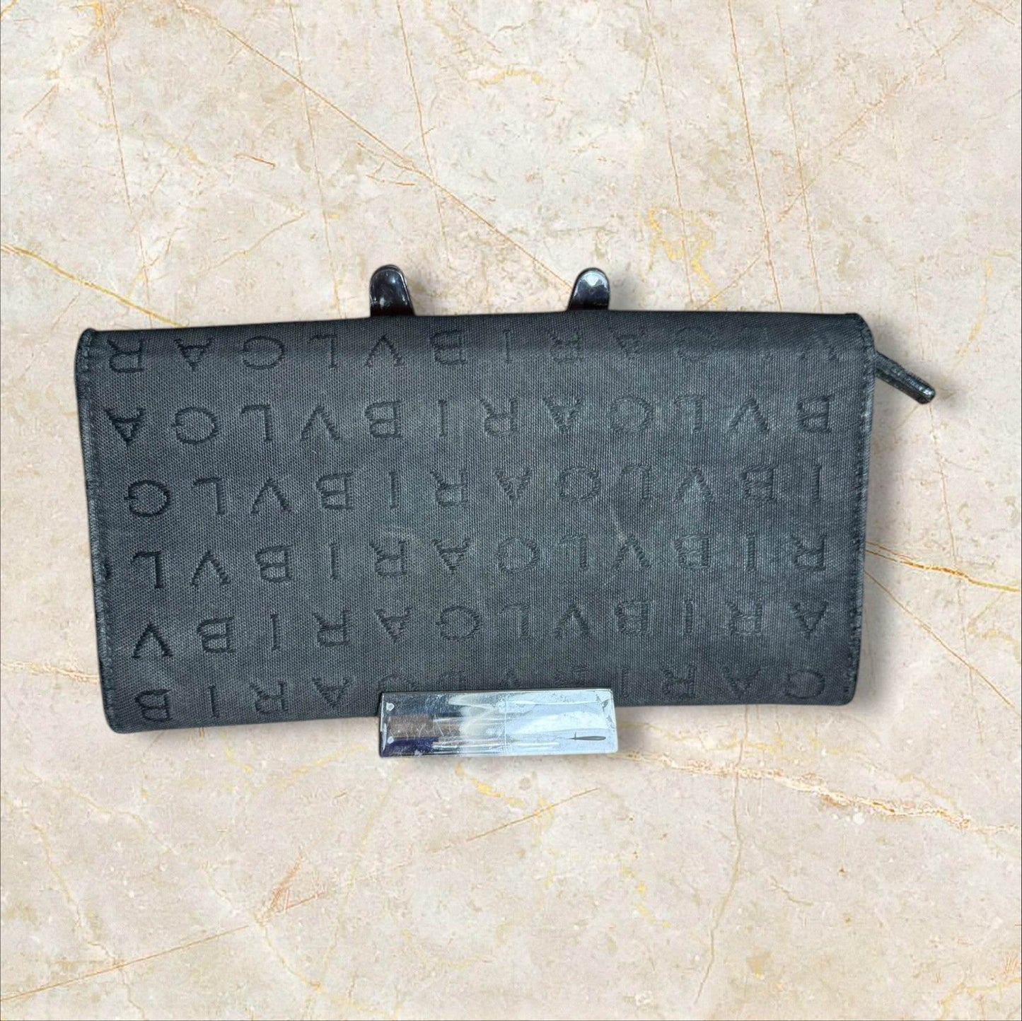 Bvlgari Black Canvas Long Wallet Authentic - Luxbrandz