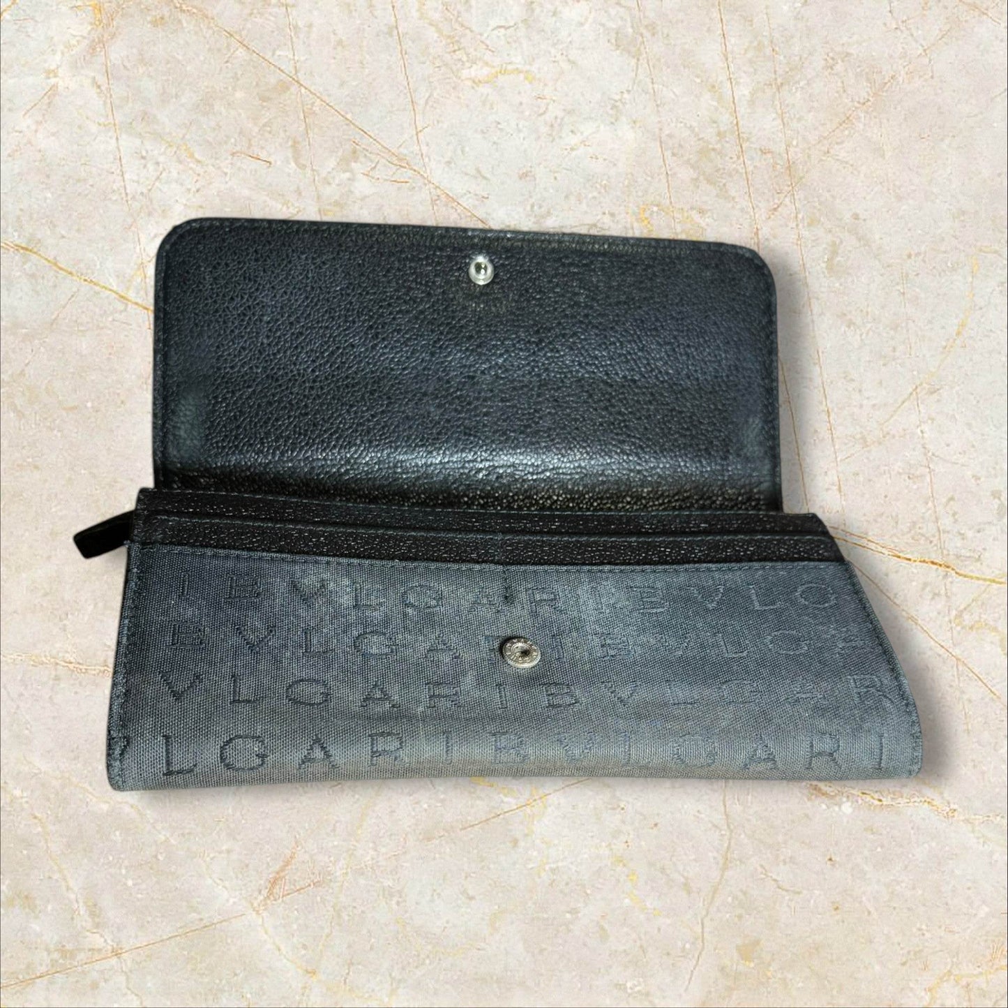 Bvlgari Black Canvas Long Wallet Authentic - Luxbrandz