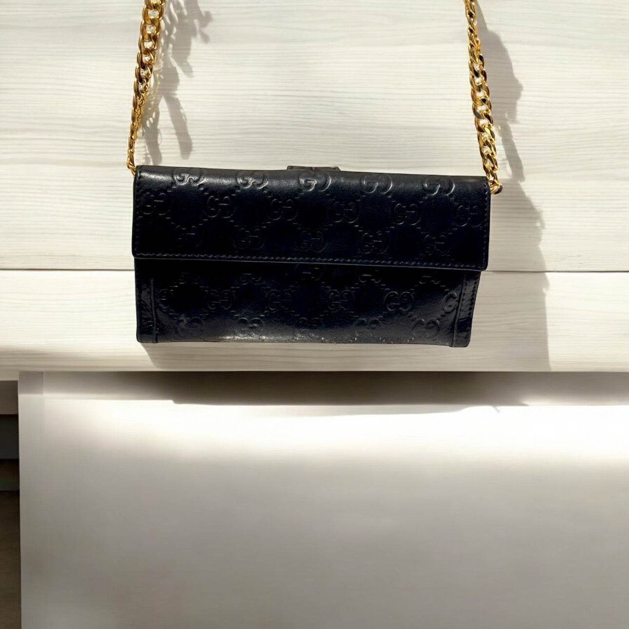 GUCCI LONG WALLER IN BLACK LEATHER IN MINT EUC AUTHENTIC - Luxbrandz