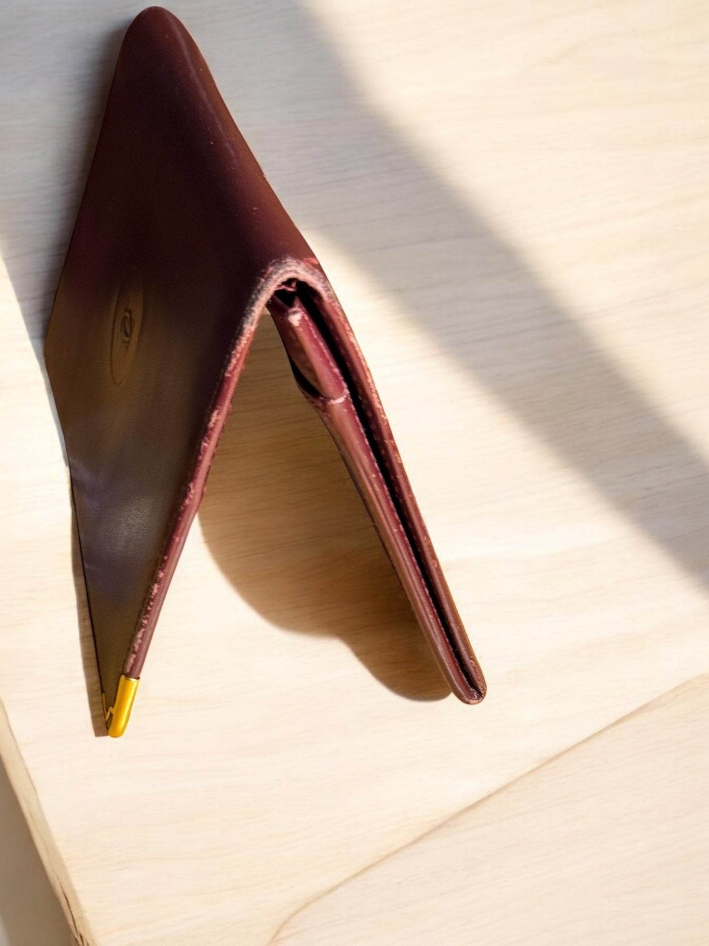Cartier Long Wallet Logo Leather Wine Red Brown Women's in excellent condition. - Luxbrandz