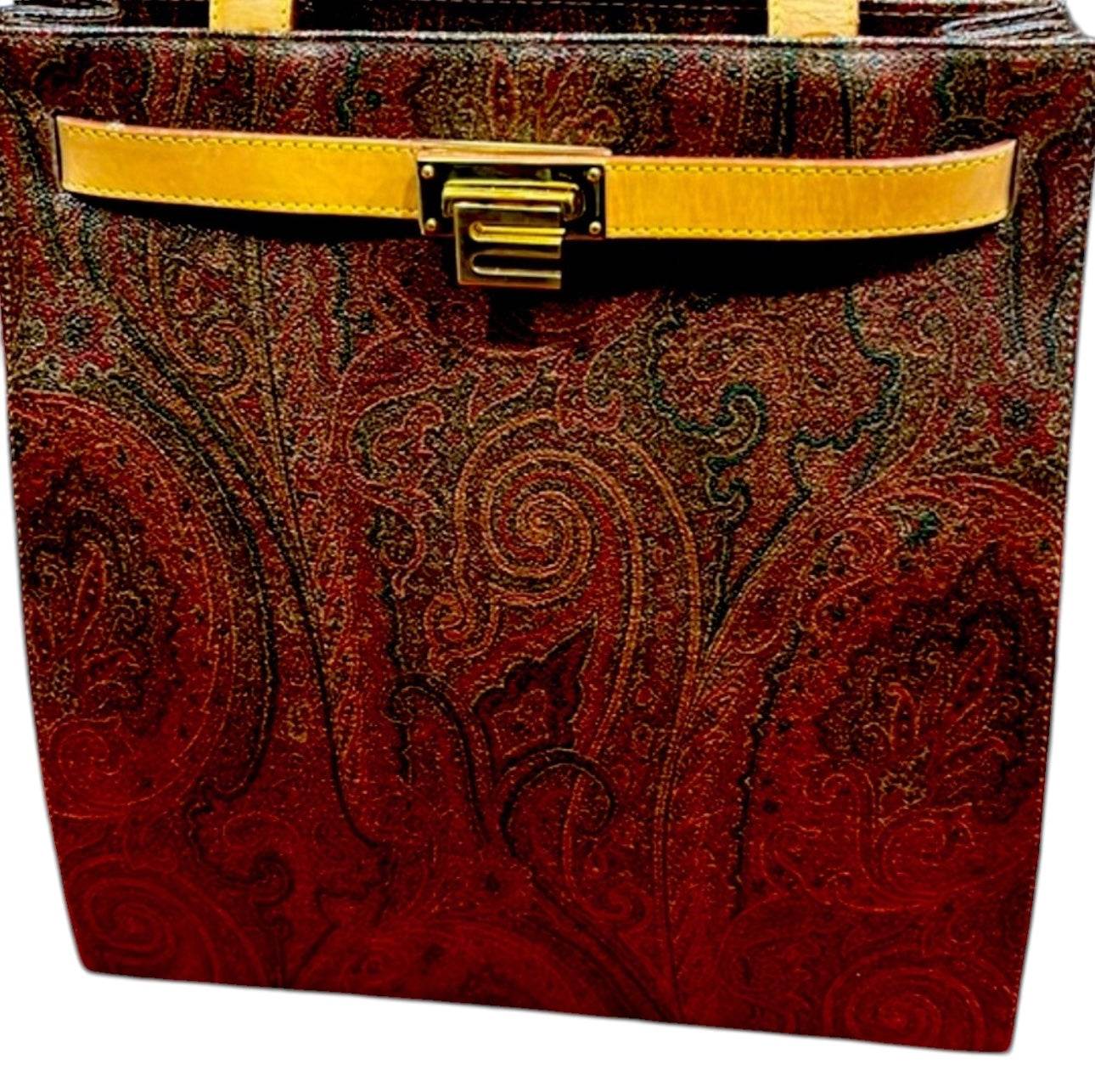 ETRO Classic paisely Kelly Leathey bag shoulder style with matching wallet. - Luxbrandz