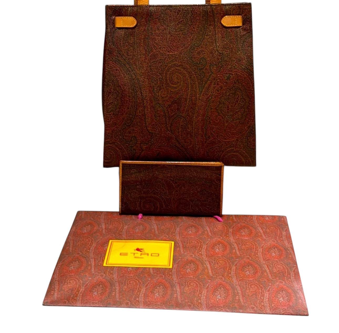 ETRO Classic paisely Kelly Leathey bag shoulder style with matching wallet. - Luxbrandz