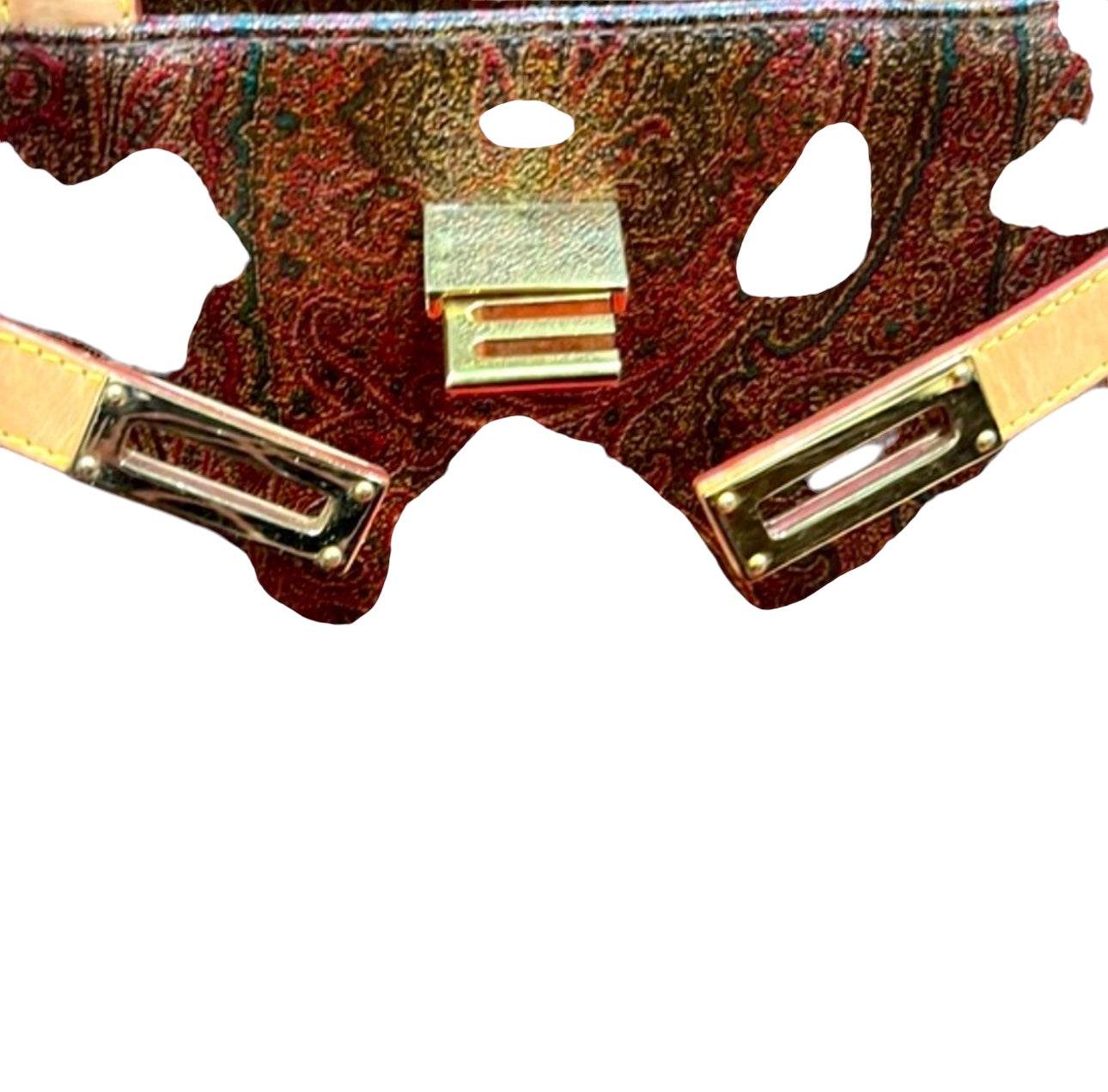 ETRO Classic paisely Kelly Leathey bag shoulder style with matching wallet. - Luxbrandz