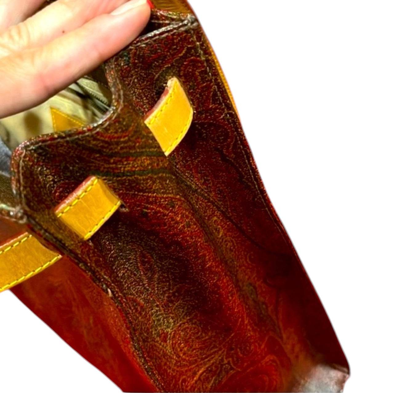 ETRO Classic paisely Kelly Leathey bag shoulder style with matching wallet. - Luxbrandz