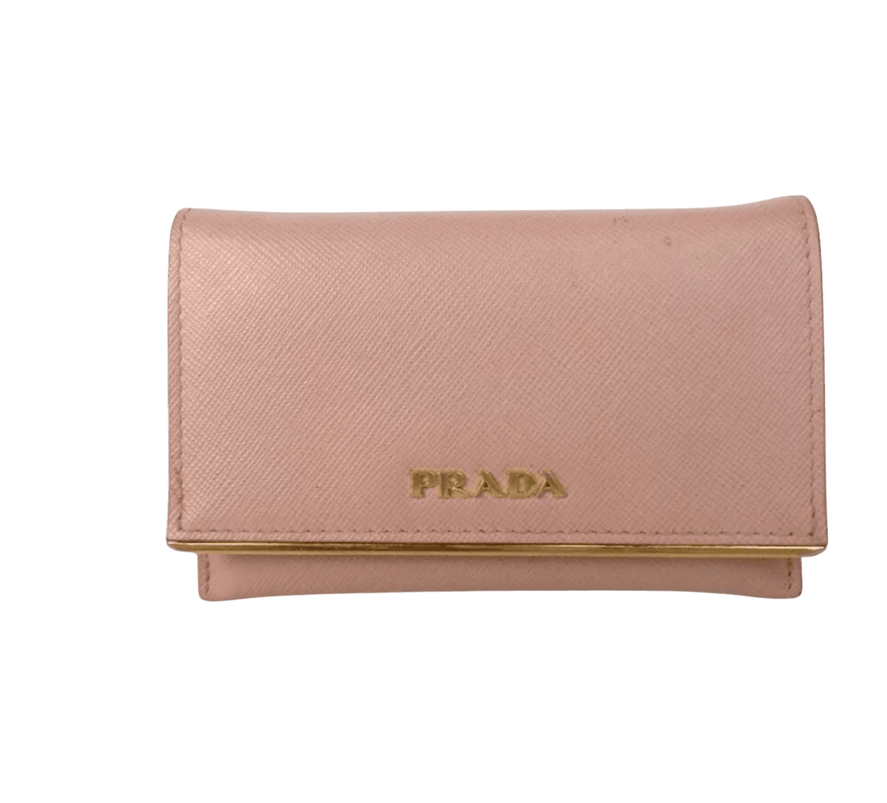 Prada Pink Saffiano Lux Leather Metal Bar Flap Continental Wallet - Luxbrandz