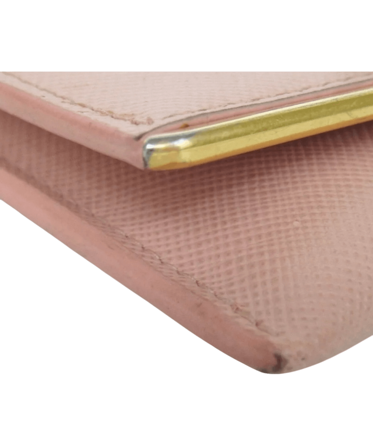 Prada Pink Saffiano Lux Leather Metal Bar Flap Continental Wallet - Luxbrandz